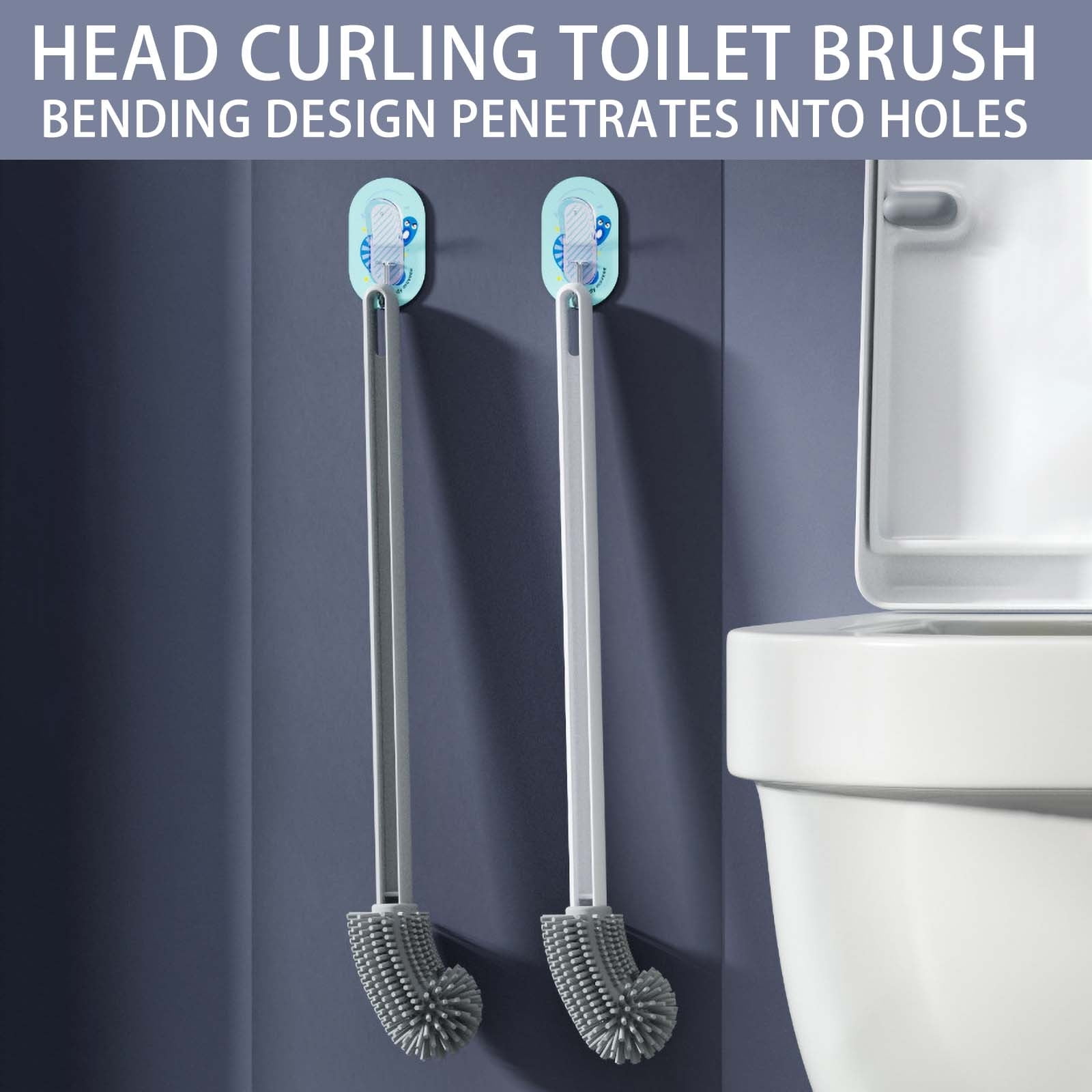 Skegnu Plastic Toilet Brush with Long Handle and Deep Cleaning Bristles (White, 15 in) f9chx