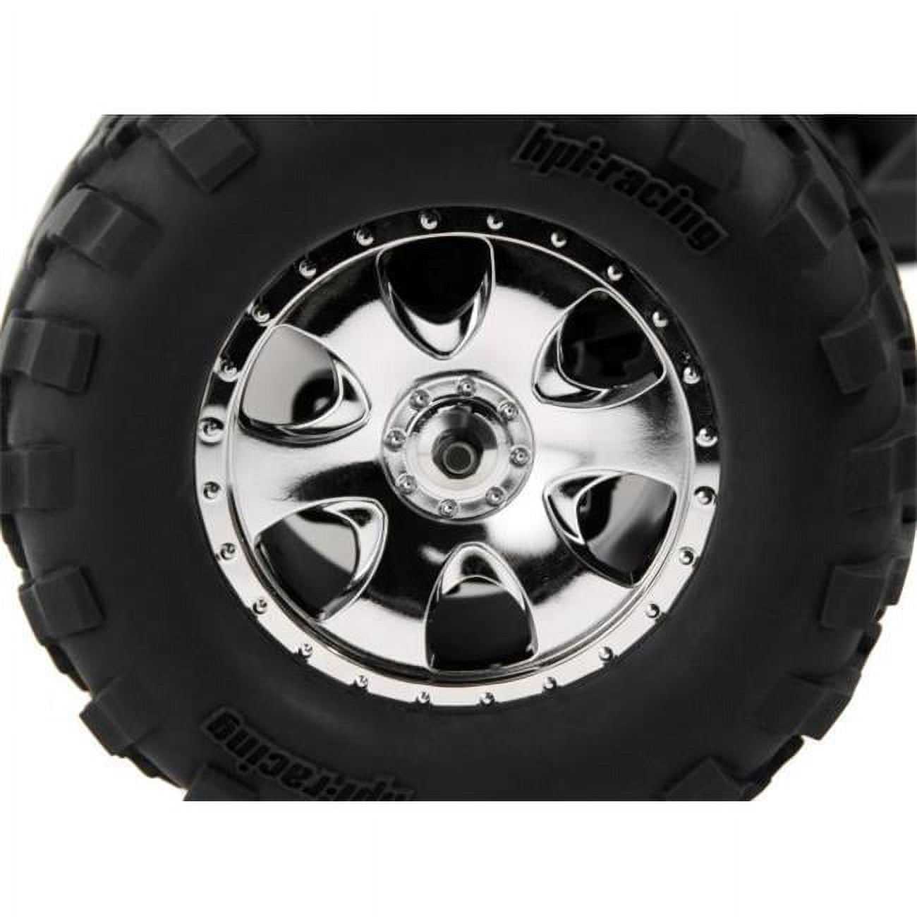 HPI Racing GT2 S Compound Tires with Warlock Chrome Wheels (6.3 in Diameter, 3.25 in Width, 2 Pack) cfr05