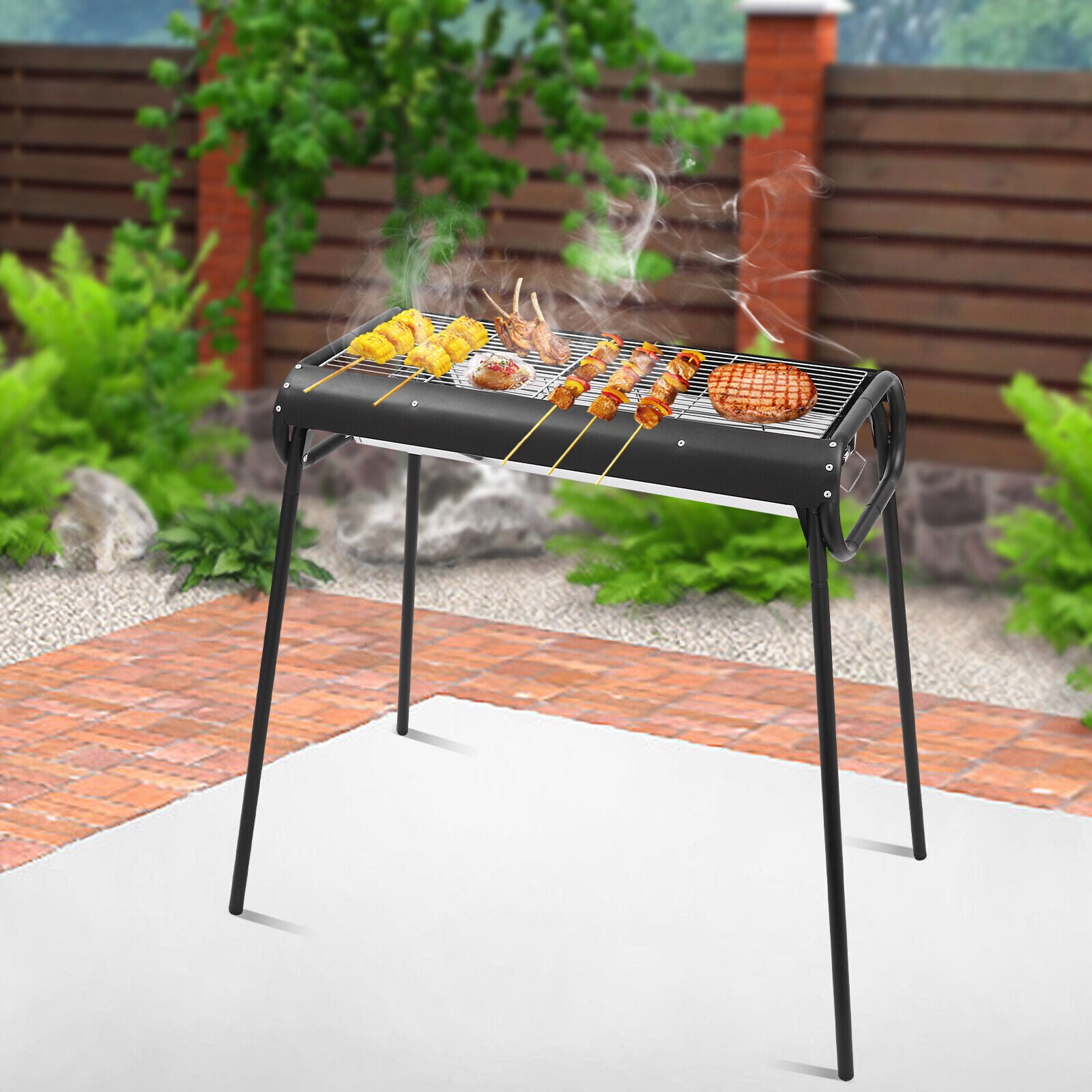 Generic Portable Charcoal Grill Outdoor BBQ Griddle with Detachable Design (Black, 28.74 x 14.57 x 32.28 in) r4s2v