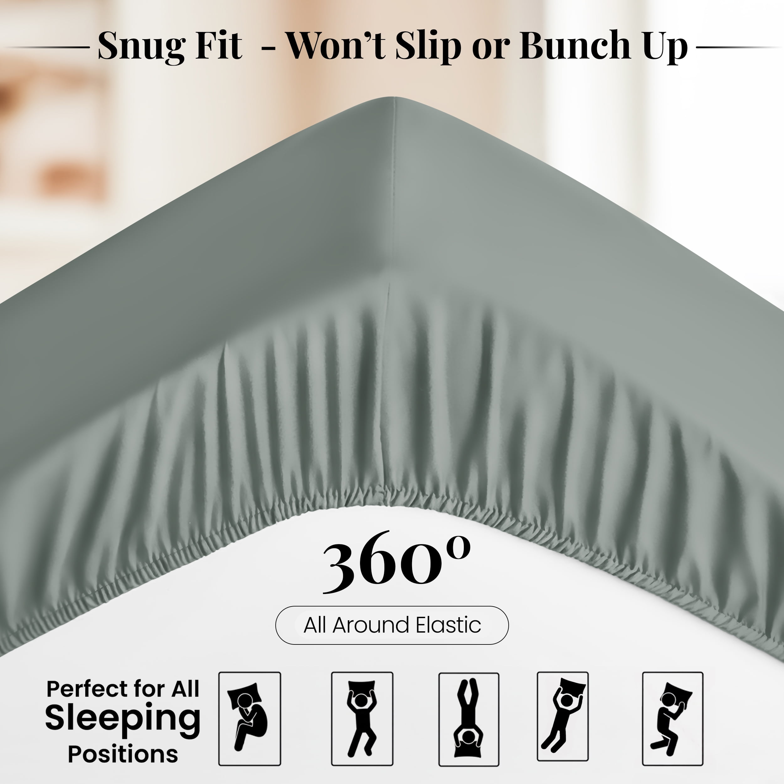 Lux Decor Collection King Fitted Sheet, Brushed Microfiber Deep Pocket Bedding (Gray, 78 in x 80 in) de2ai