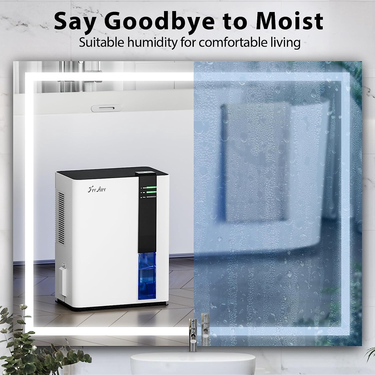 Aeitto Electric Dehumidifier for Home, Quiet Moisture Removal for Basements and Bedrooms (White, 2 Pints) 9ksr2