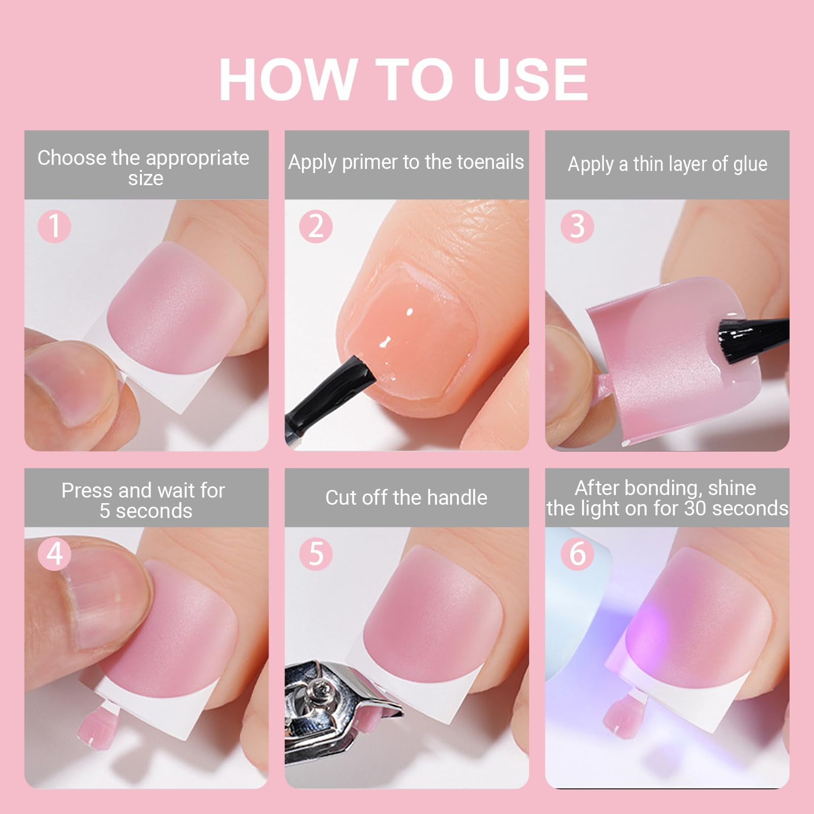Frevar French Tip Press-On Toenails, Square Soft Gel Full Cover False Nail Extensions (Berry Pink, 150 Pieces) i2xdl