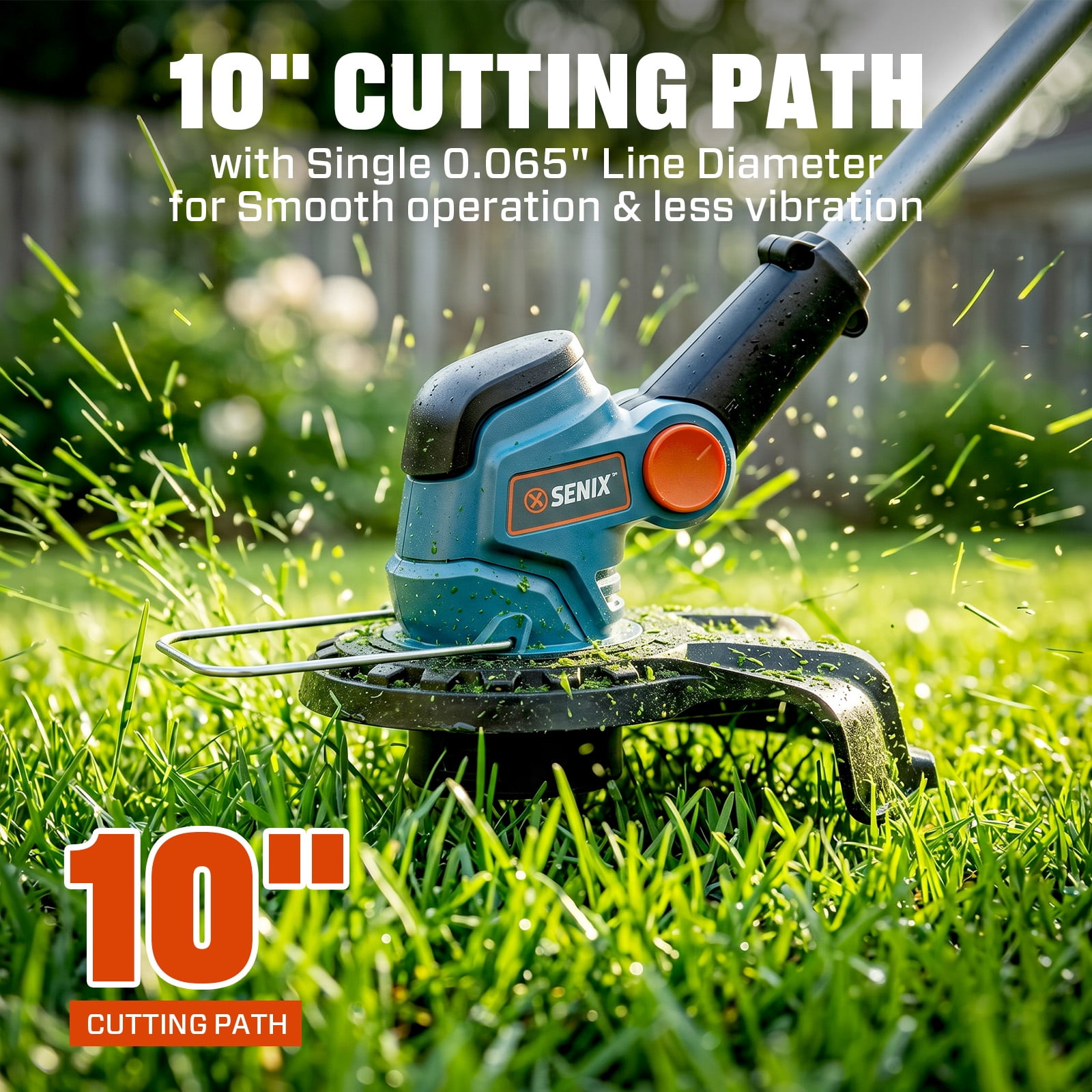 Senix Cordless Electric String Trimmer and Edger, 20V Lawn Grass Trimmer with 2.5Ah Battery and Charger (10 in) oywwj