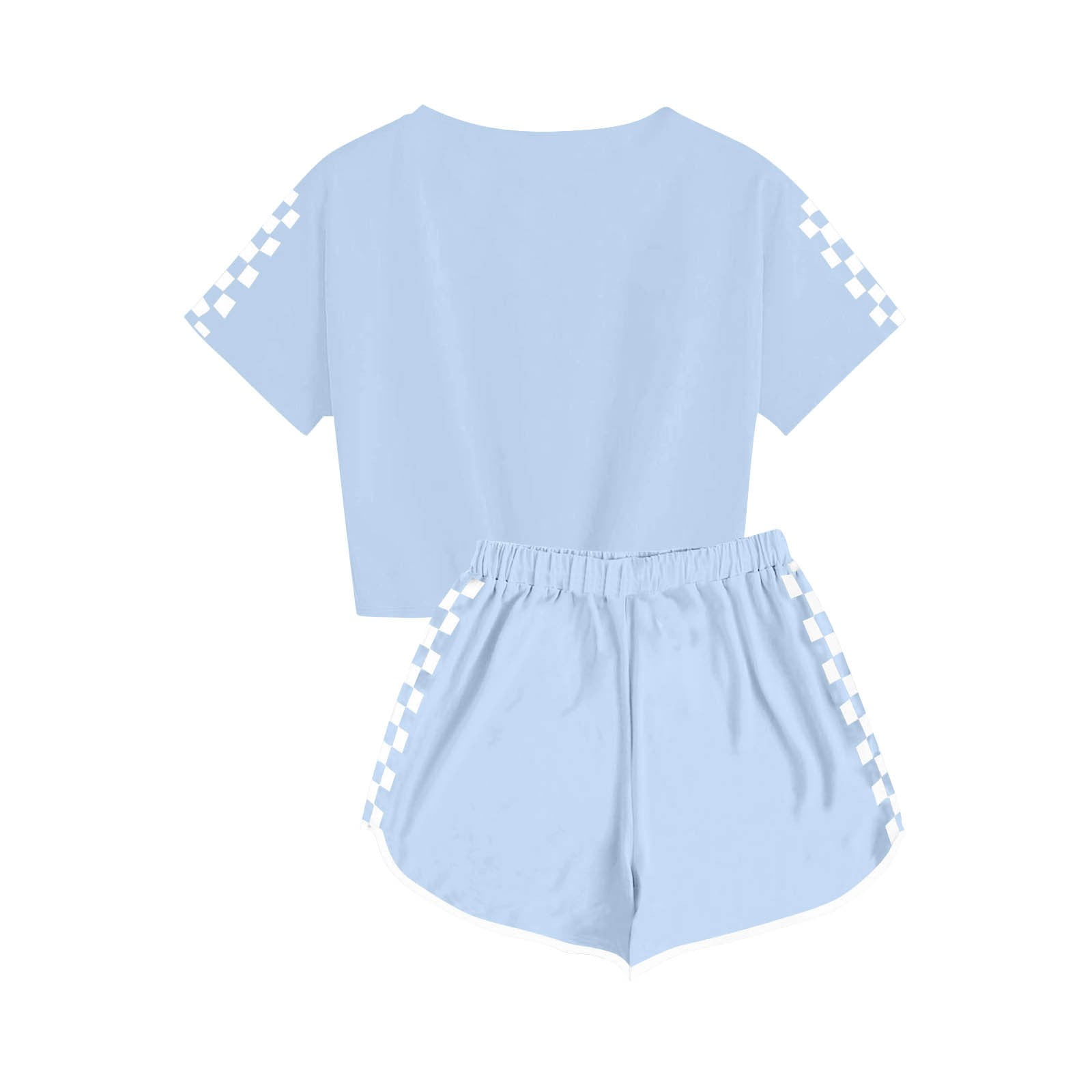 Piuwrlz Girls Summer Outfit Set Round Neck T-Shirt and Shorts Casual Playwear (Sky Blue, 7 Years) a2c32