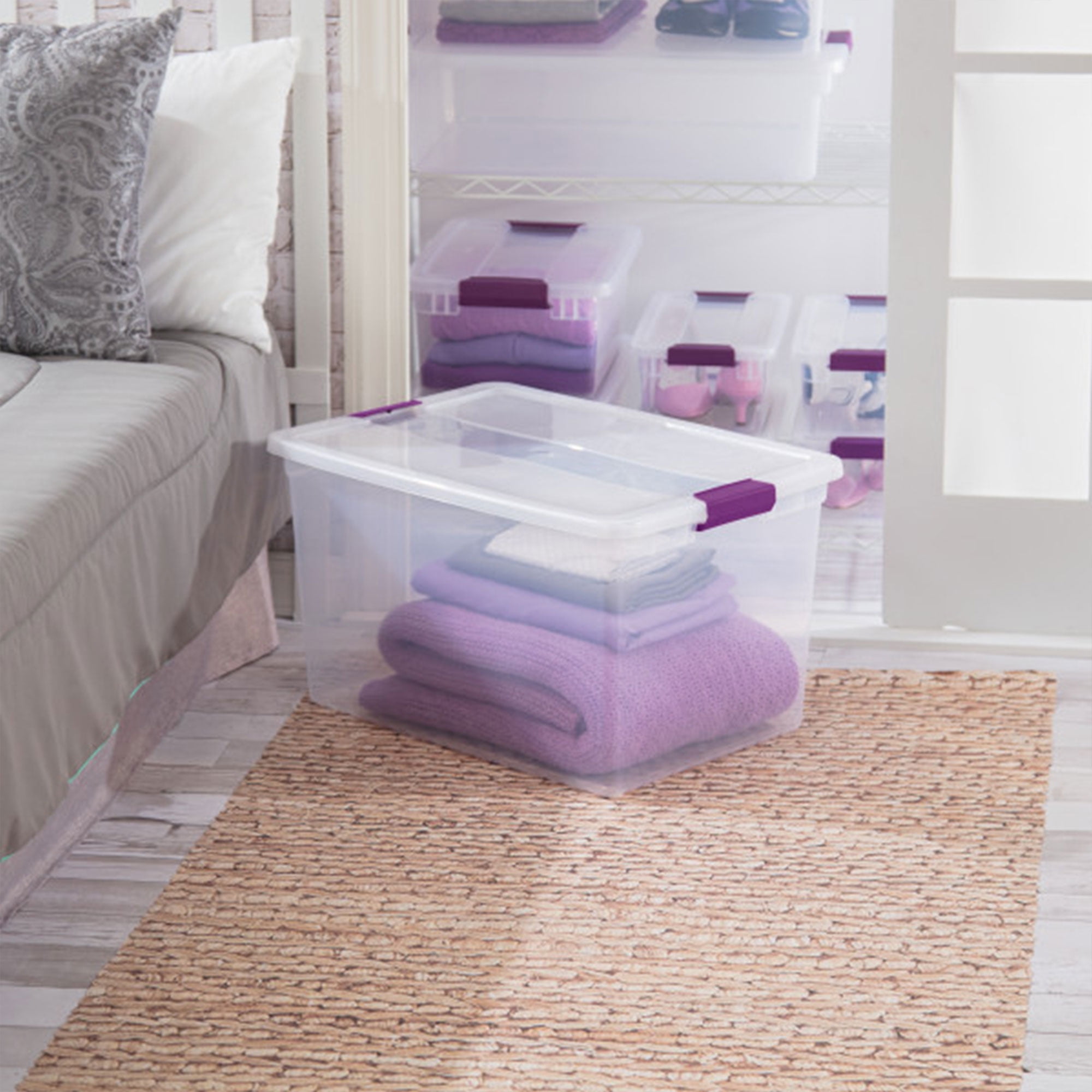 Sterilite 66 Quart Latching Storage Container Tote (Clear, 6 Pack) wvf2u