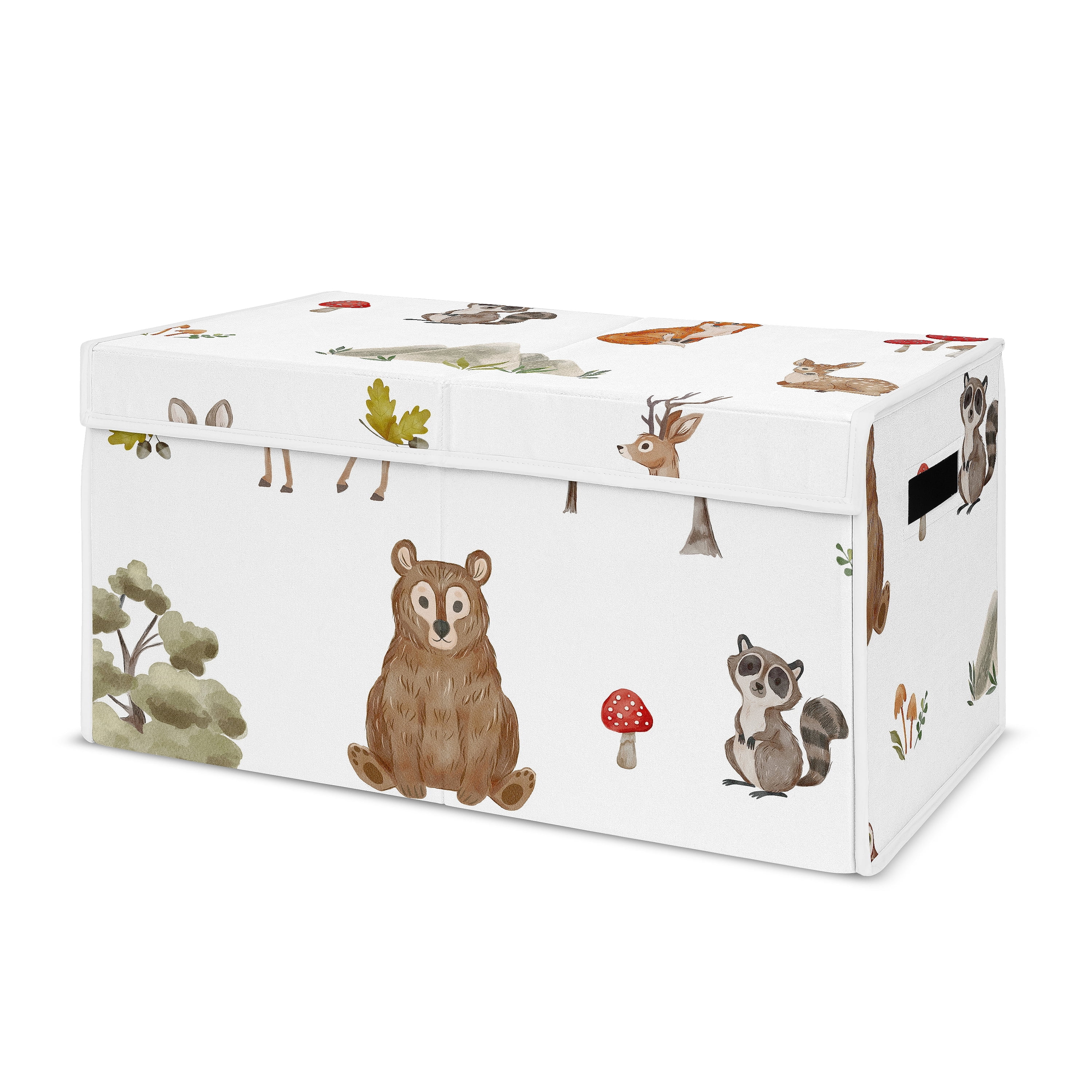 Sweet Jojo Designs Watercolor Woodland Forest Animal Fabric Toy Storage Box (Multi-Color, 21 in x 11 in x 10.5 in) i9gp3
