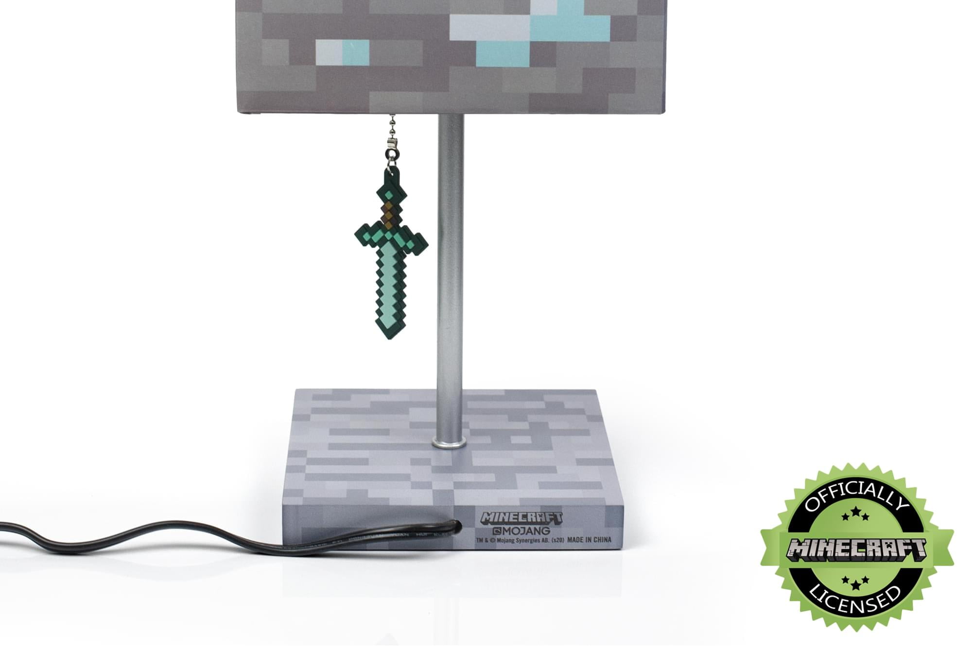 Minecraft Diamond Ore LED Desk Lamp with 3D Diamond Sword Pull (14 in) zo6ev