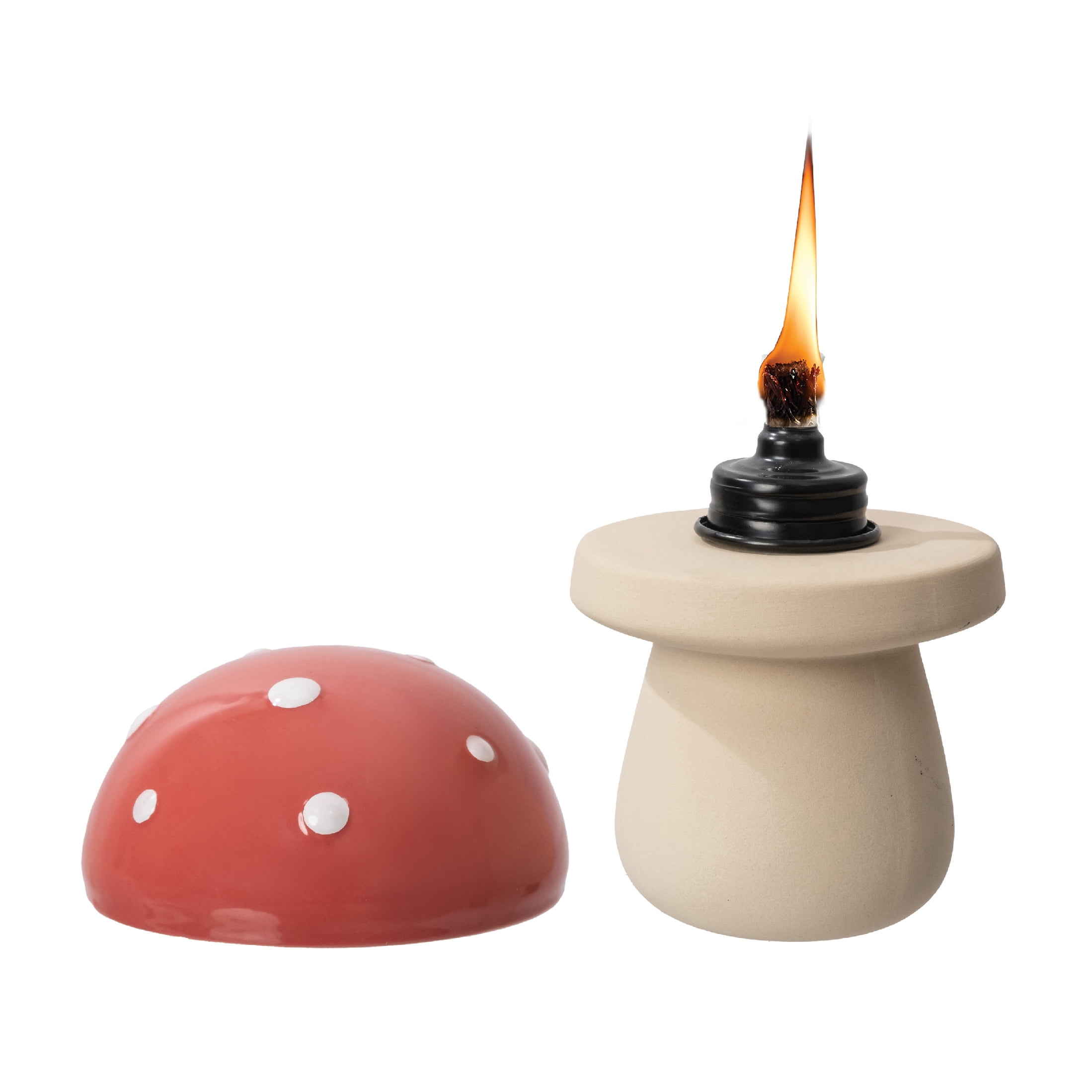 Mainstays Ceramic Mushroom Tabletop Torch for Outdoor Patio Decor (Red, 6 in) 0dqdt