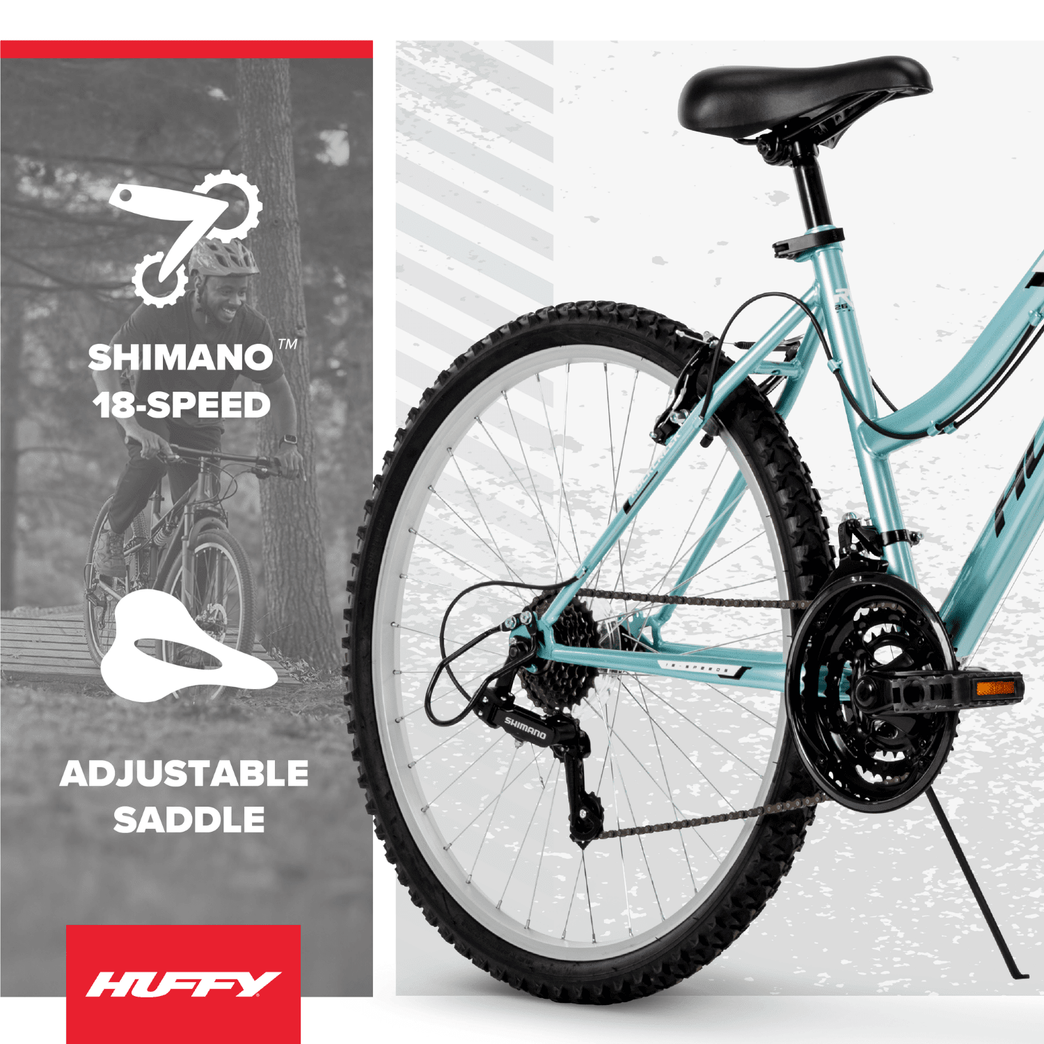 Huffy Rock Creek Mountain Bike, 18-Speed Performance, Front Suspension, Teal (26 in) jl57i