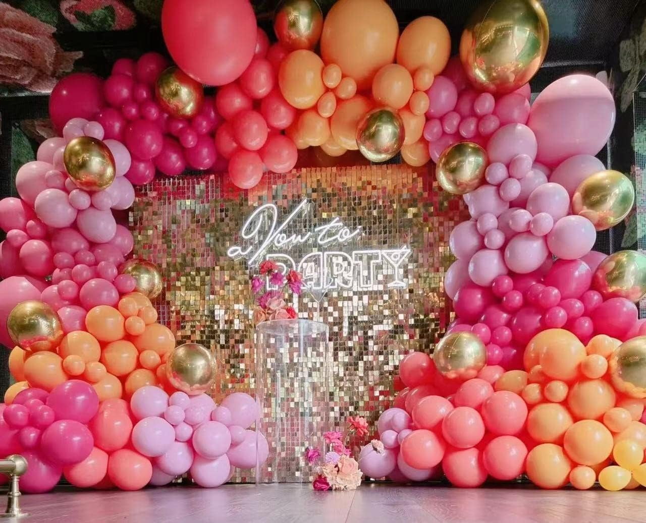 Generic Balloon Garland Arch Kit (161 Pieces, Pink and Orange, 18 in to 5 in Assorted Sizes) twmaz