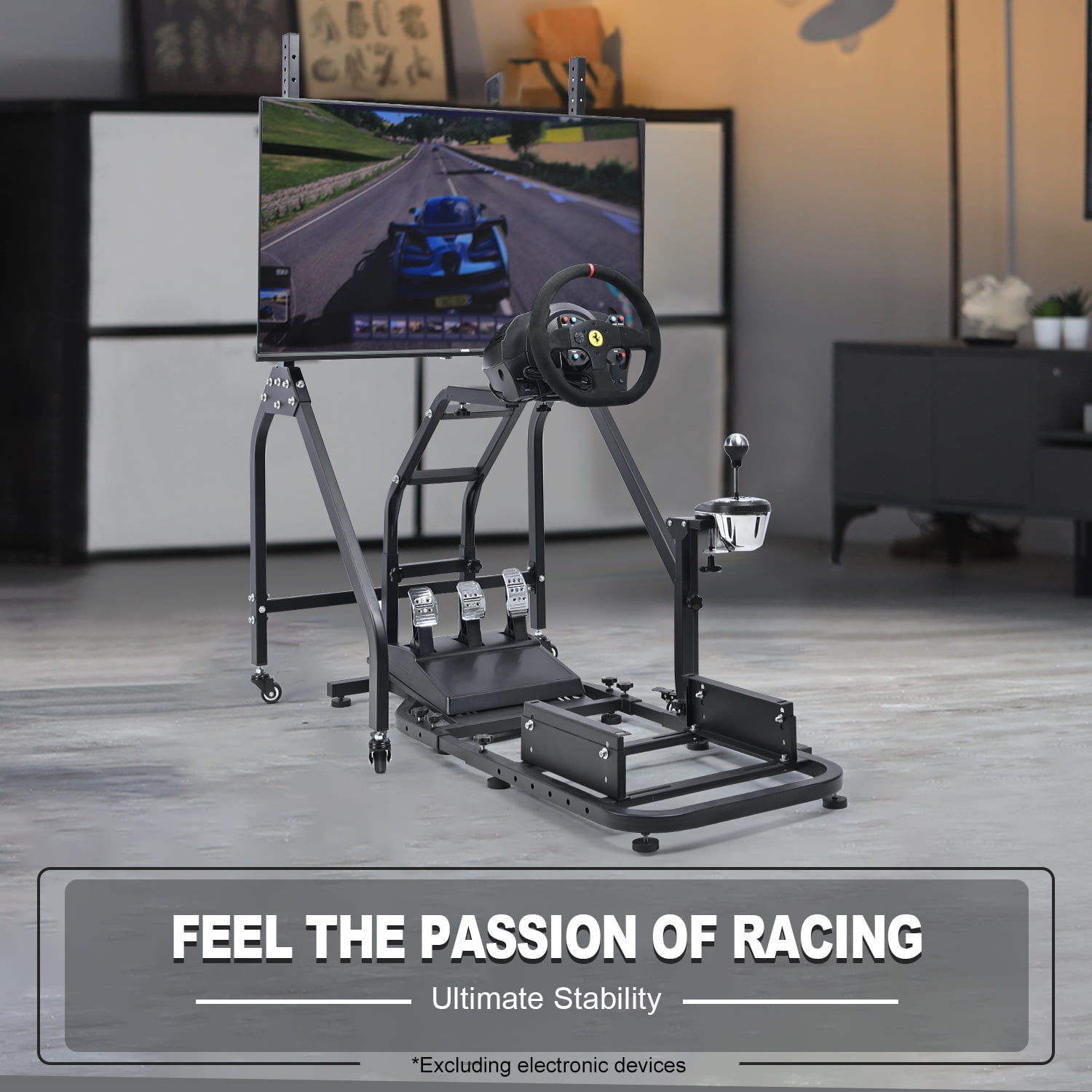 Marada Racing Simulator Cockpit with Single Monitor Mount (Black, 250 lb Capacity) f8cbe