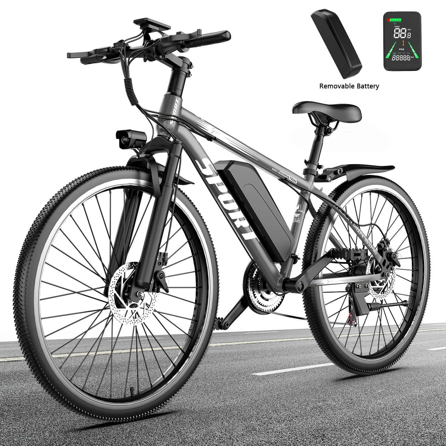 ASKGO G26 Electric Bike for Adults, 750W Motor, 28MPH E-Bike, 7-Speed, Front Suspension (Black, 26 in) 1qvxh