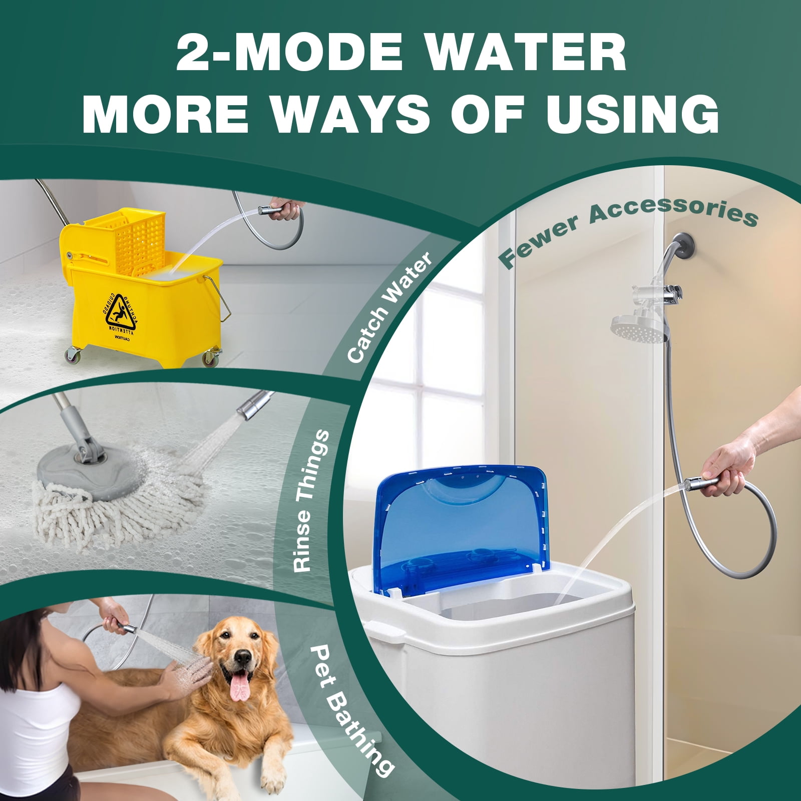 JASYA Shower Hand Hose with 2-Mode Bidet Nozzle, Flexible PVC Replacement Hose (Silver, 6 ft) vea66