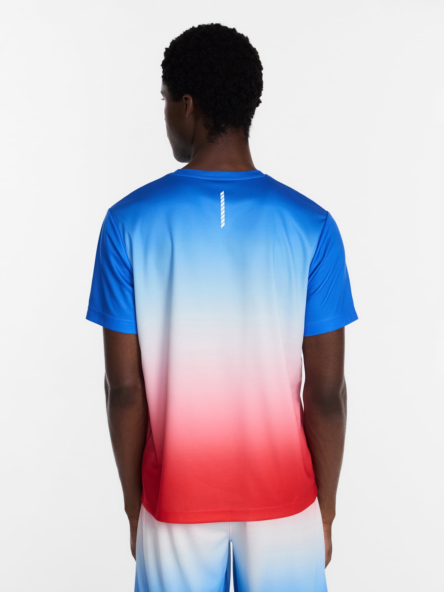 Athletic Works Men's Ombre Mesh Performance Tee (Blue/Red, XS-4XLT) 1lnoy