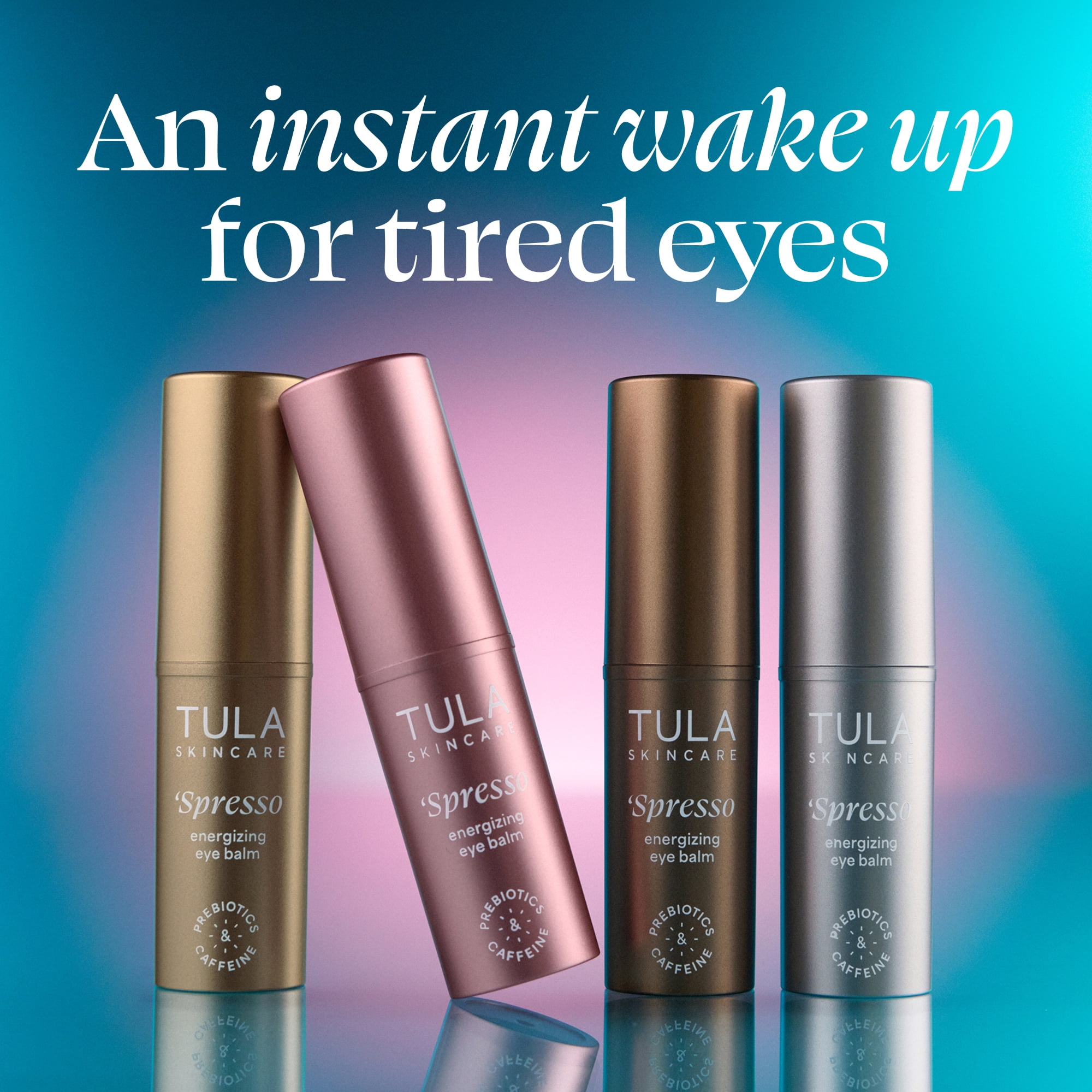 TULA Skin Care Spresso Energizing Eye Balm, Cooling Under Eye Treatment (Pink Rose, 0.35 oz) p6xzu
