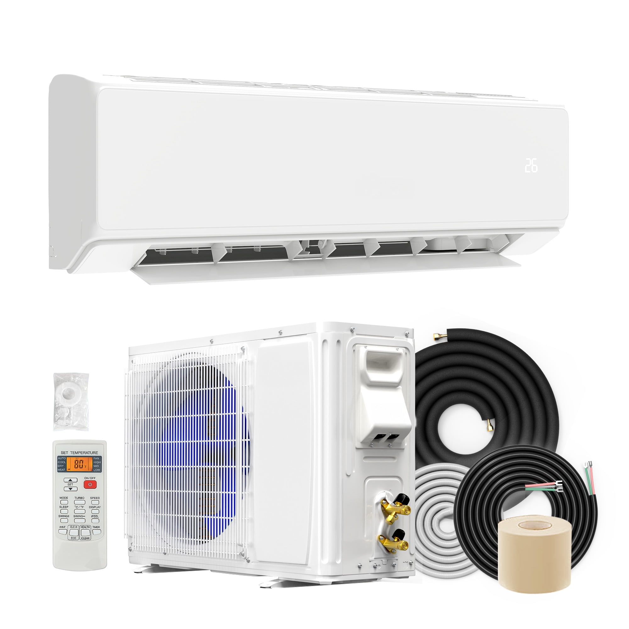 Dextrus 18000 BTU Mini Split Air Conditioner Heat Pump System, 21 SEER2 Ductless AC for 1250 Sq. Ft, WiFi Enabled with Alexa Compatibility (White) t77l1