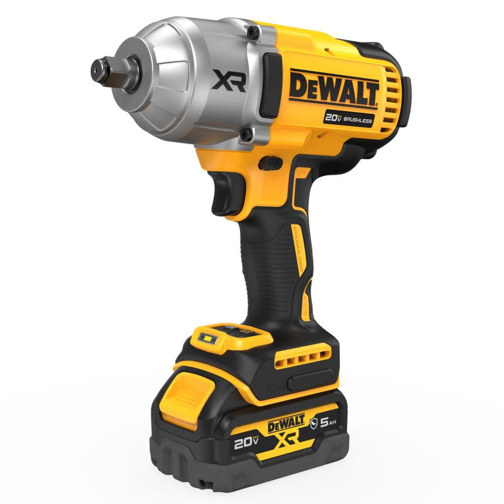 DEWALT 20V MAX XR High Torque Impact Wrench Kit with Hog Ring Anvil (2 Batteries, 5.0 Ah) 9e4kf