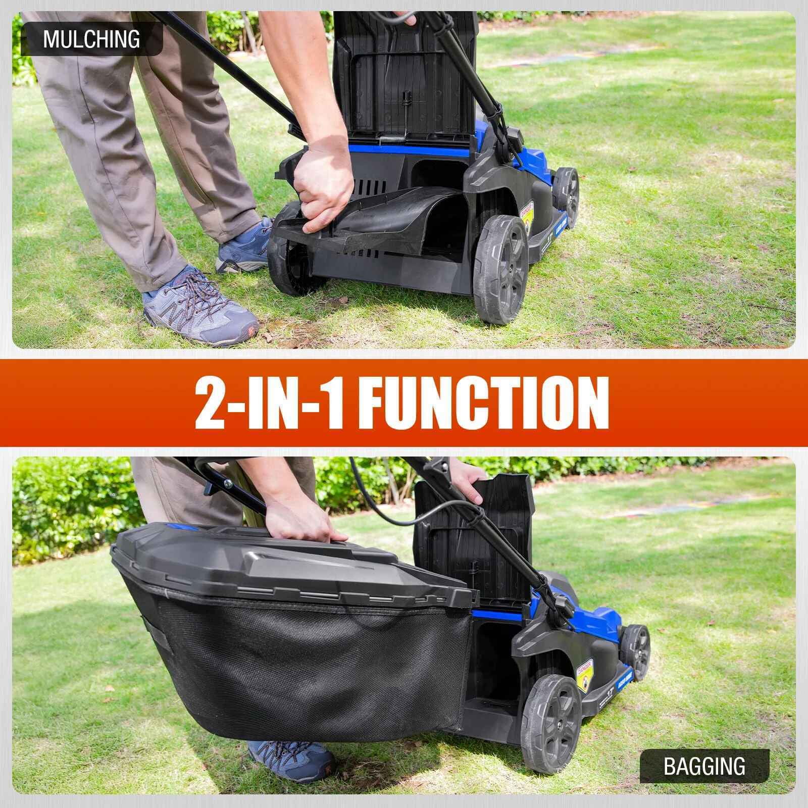 ANLIBATT 40V Cordless Lawn Mower Combo Set with Trimmer and Blower (Blue, 17 in) 61bbc