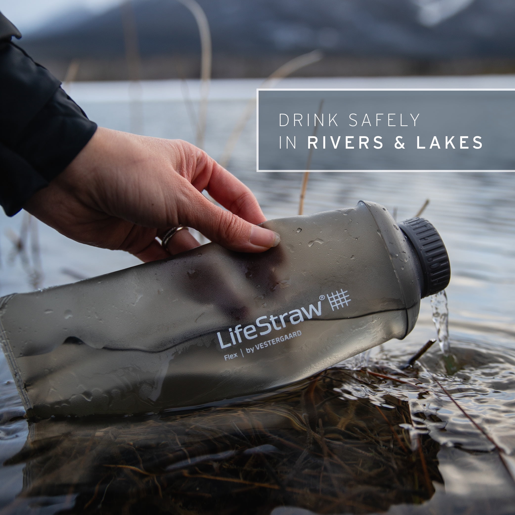 LifeStraw Flex Water Filter System with Collapsible Squeeze (Grey, 22 fl oz) xllyw - Image 3