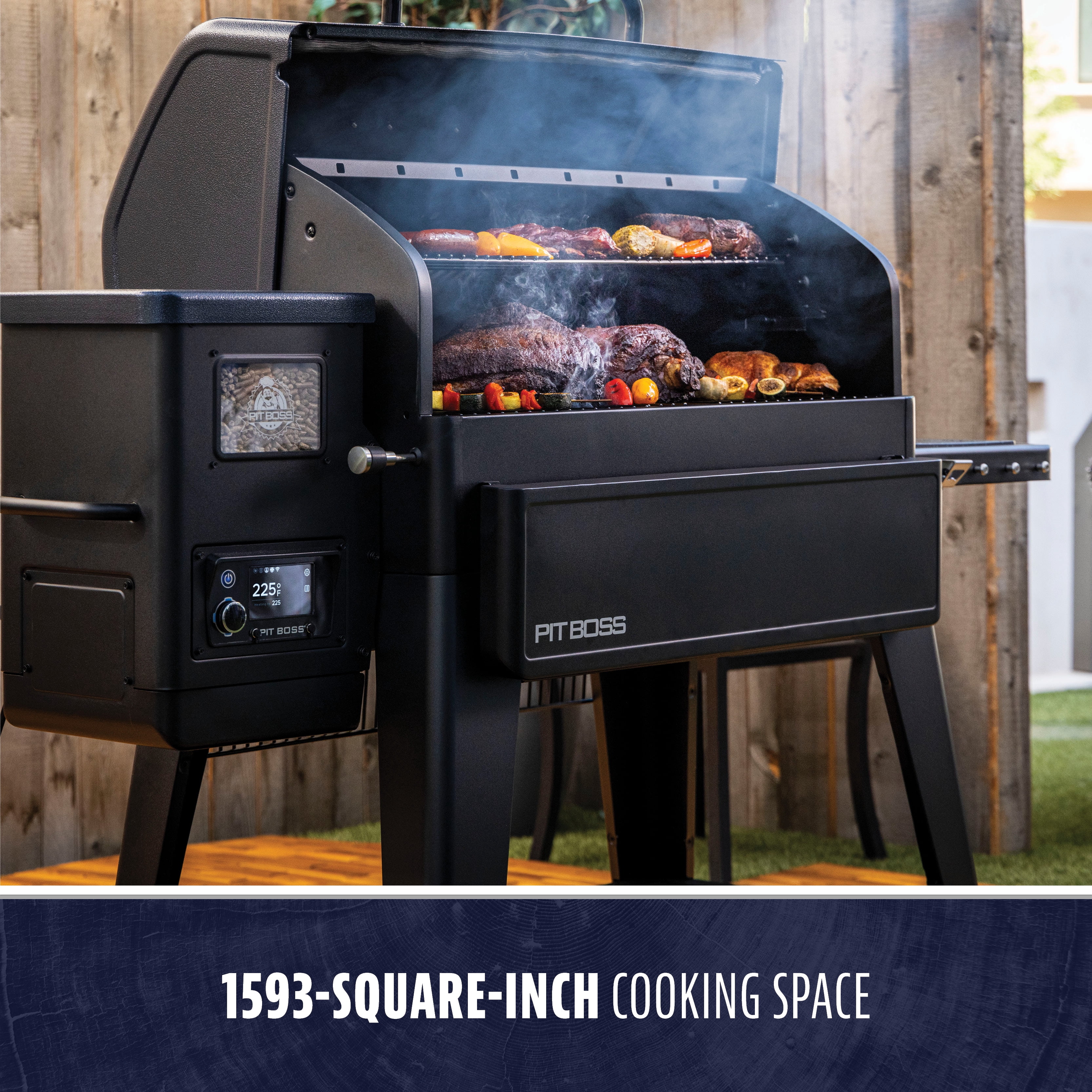 Pit Boss Navigator 1600 Wood Pellet Grill with Wi-Fi and Bluetooth (Black, 1593 sq in) yzpsx