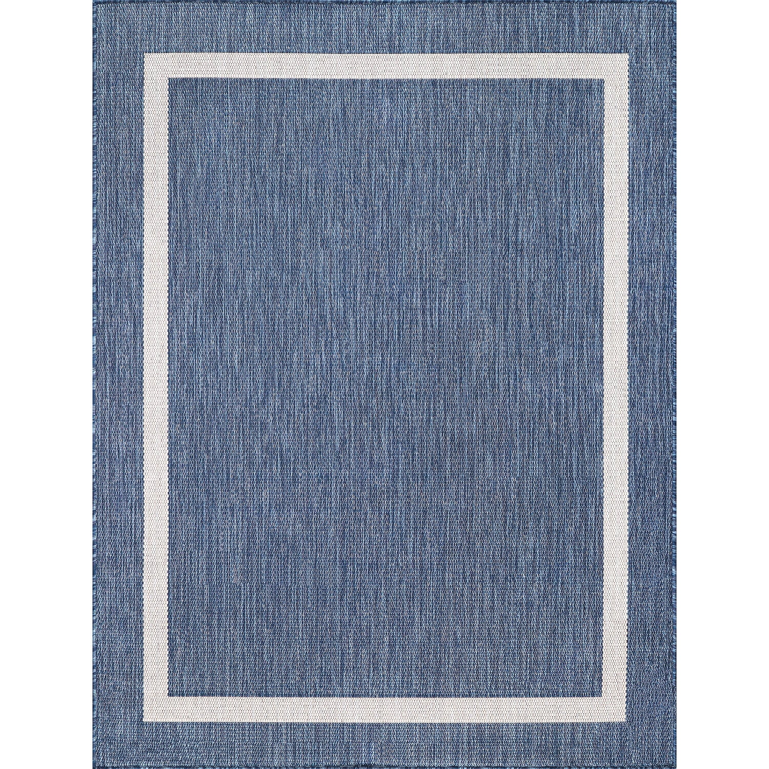 Beverly Rug Indoor/Outdoor Area Rug, Bordered Patio Porch Garden Carpet (Blue and White, 8 ft x 10 ft) 9ji9h