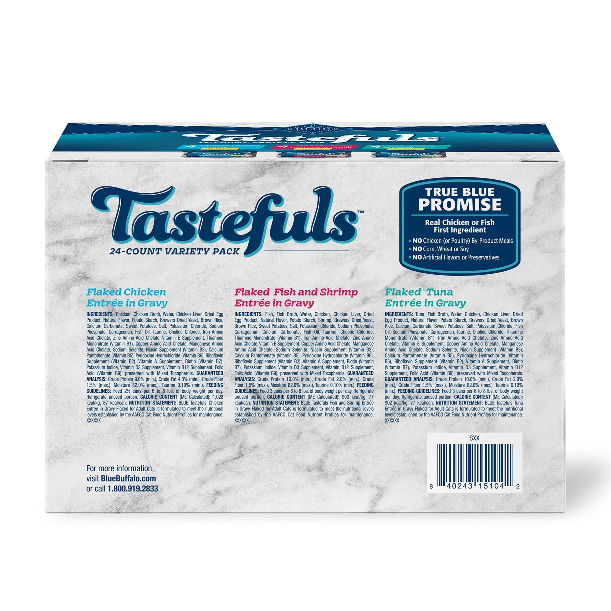 Blue Buffalo Tastefuls Flaked Wet Cat Food Variety Pack (Chicken, Tuna, Fish & Shrimp, 36 oz Total) 8d1le
