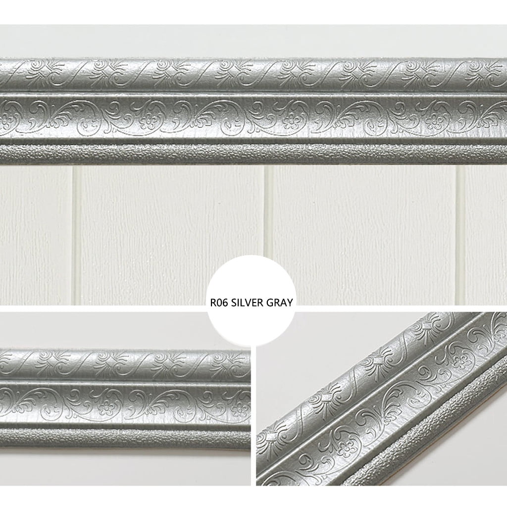 QianYing Flexible Mirror and Tile Trim Self-Adhesive Wall Molding (Silver, 7.55 ft) u3q9x