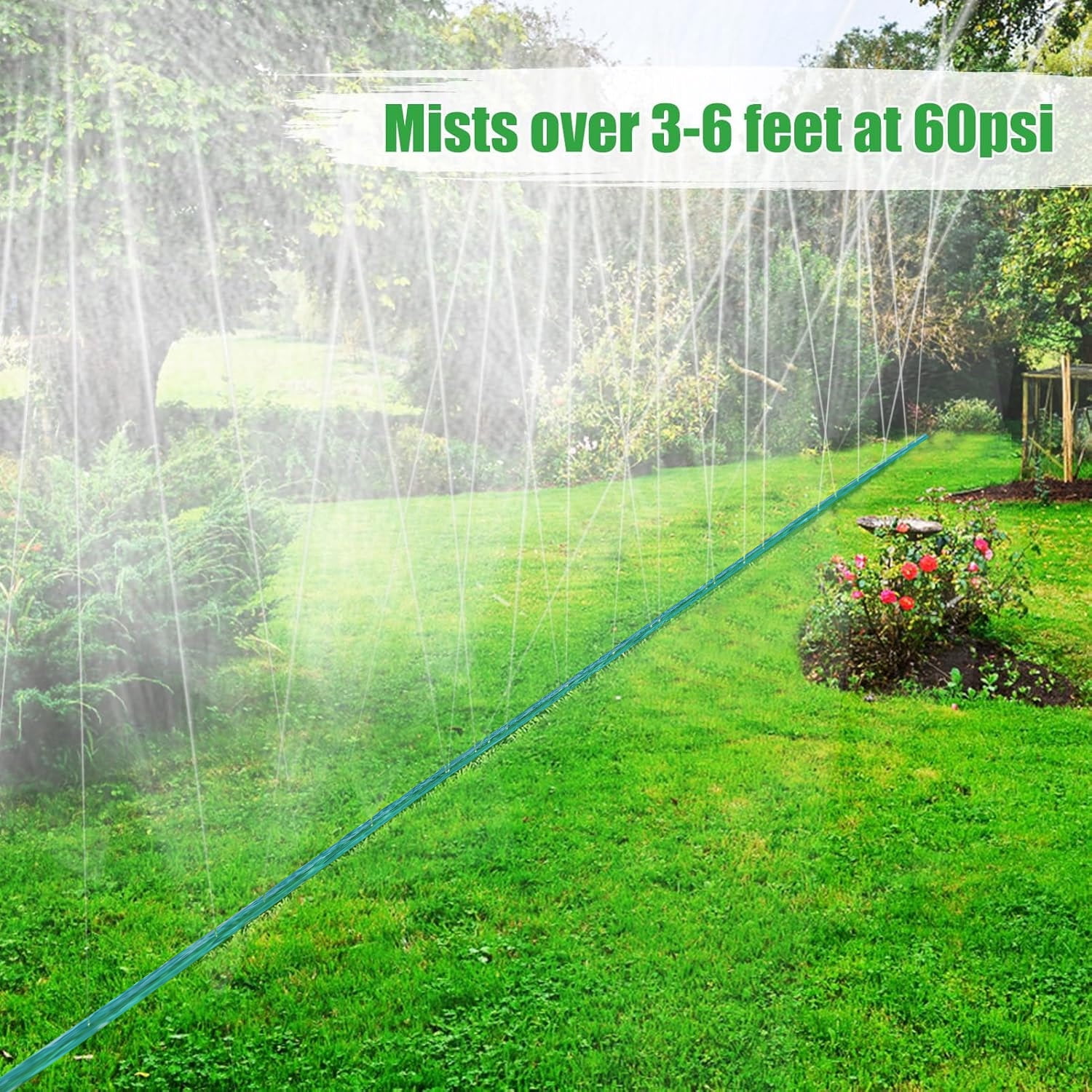 Henotian Garden Soaker Hose (Green, 25 ft, 2 Pack) spt3e