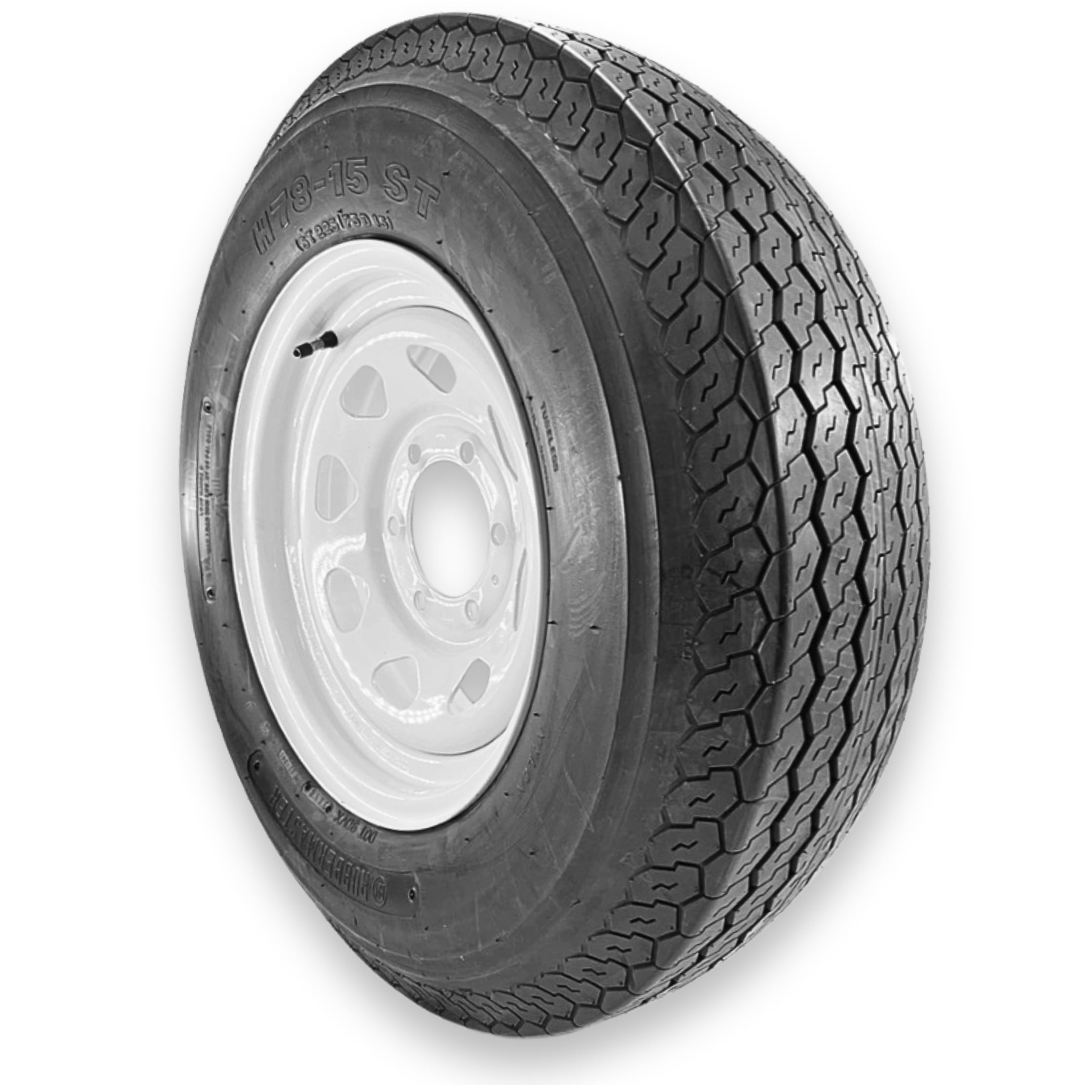 RubberMaster ST225/75D15 Trailer Tire and Wheel Assembly (8 Ply, 6 on 5.5 in, White) ws47x