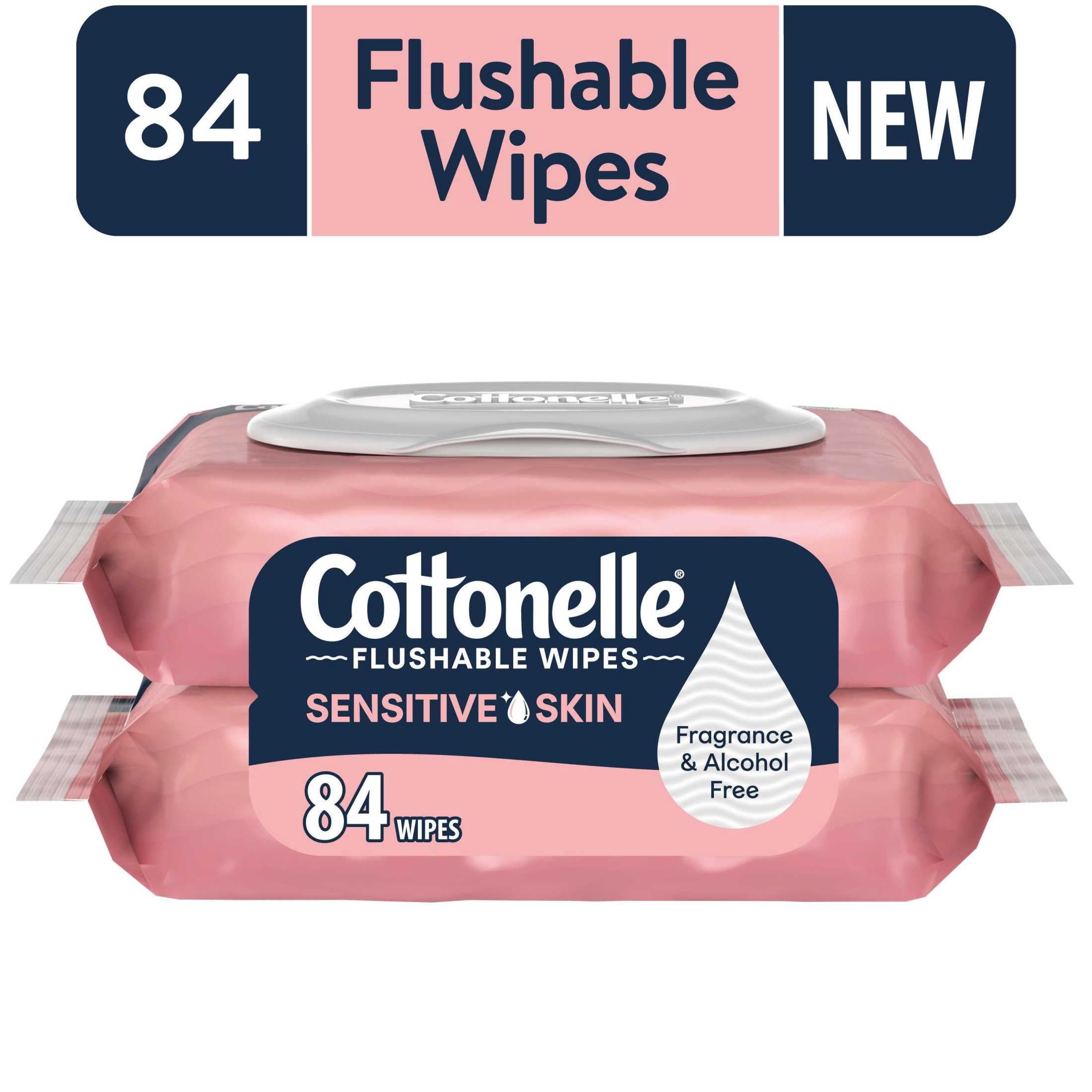 Cottonelle Fragrance Free Flushable Wet Wipes, Gentle Cleansing Personal Care (White, 84 Count) fr0oo