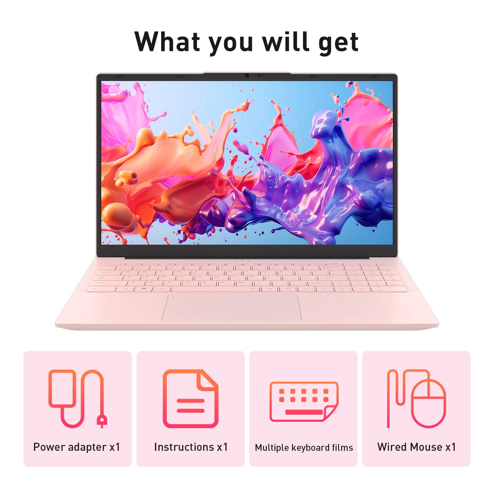 Pryloxen 15.6 in Laptop, Windows 11 Pro, 3050E Processor, 16GB RAM, 1TB SSD, Backlit Keyboard, Fingerprint Unlock (Pink) 4ctqy
