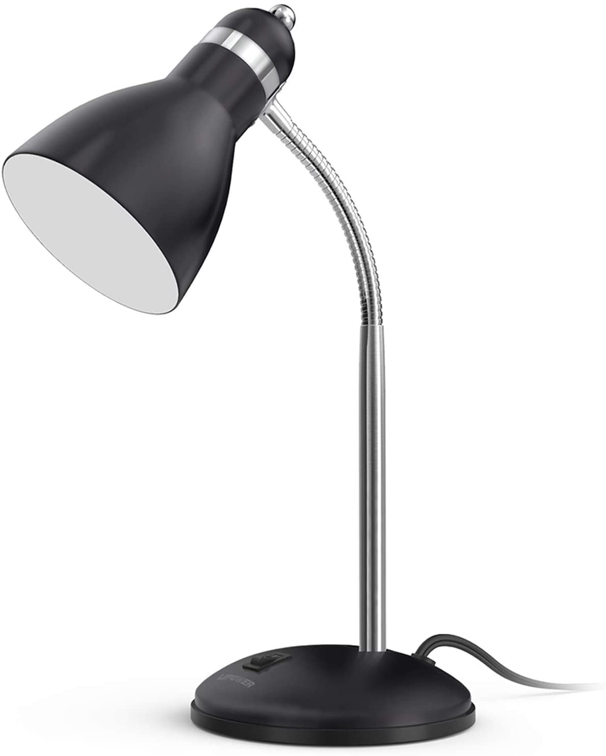 Lepower Metal Desk Lamp, Adjustable Gooseneck Reading Lamp for Home and Office (Black, 14.17 in) iqm71