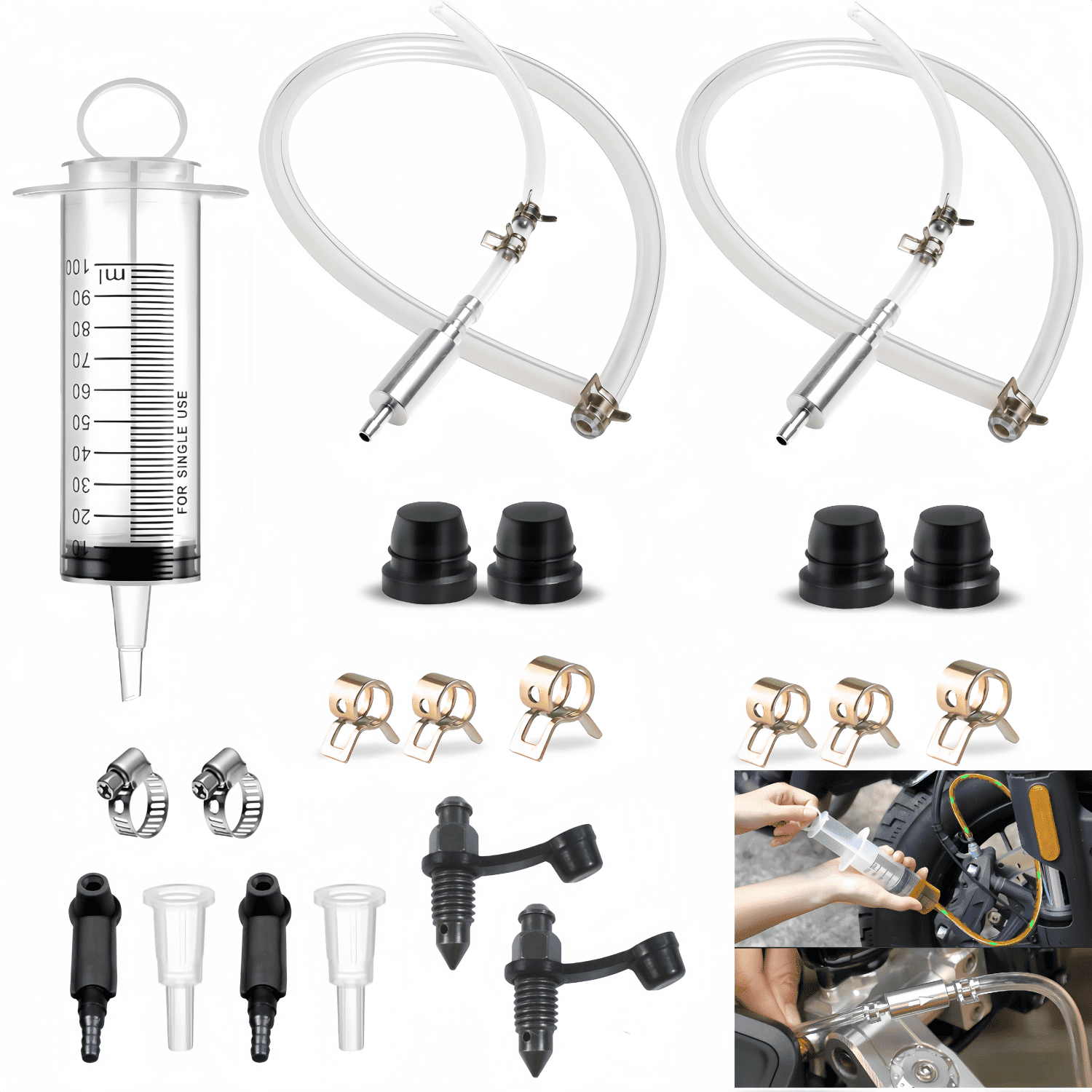 ChrumpTon Brake Bleeder Kit with One-Way Check Valve Hoses for Motorcycle and Car Hydraulic System Maintenance (2 Sets) wmcyt