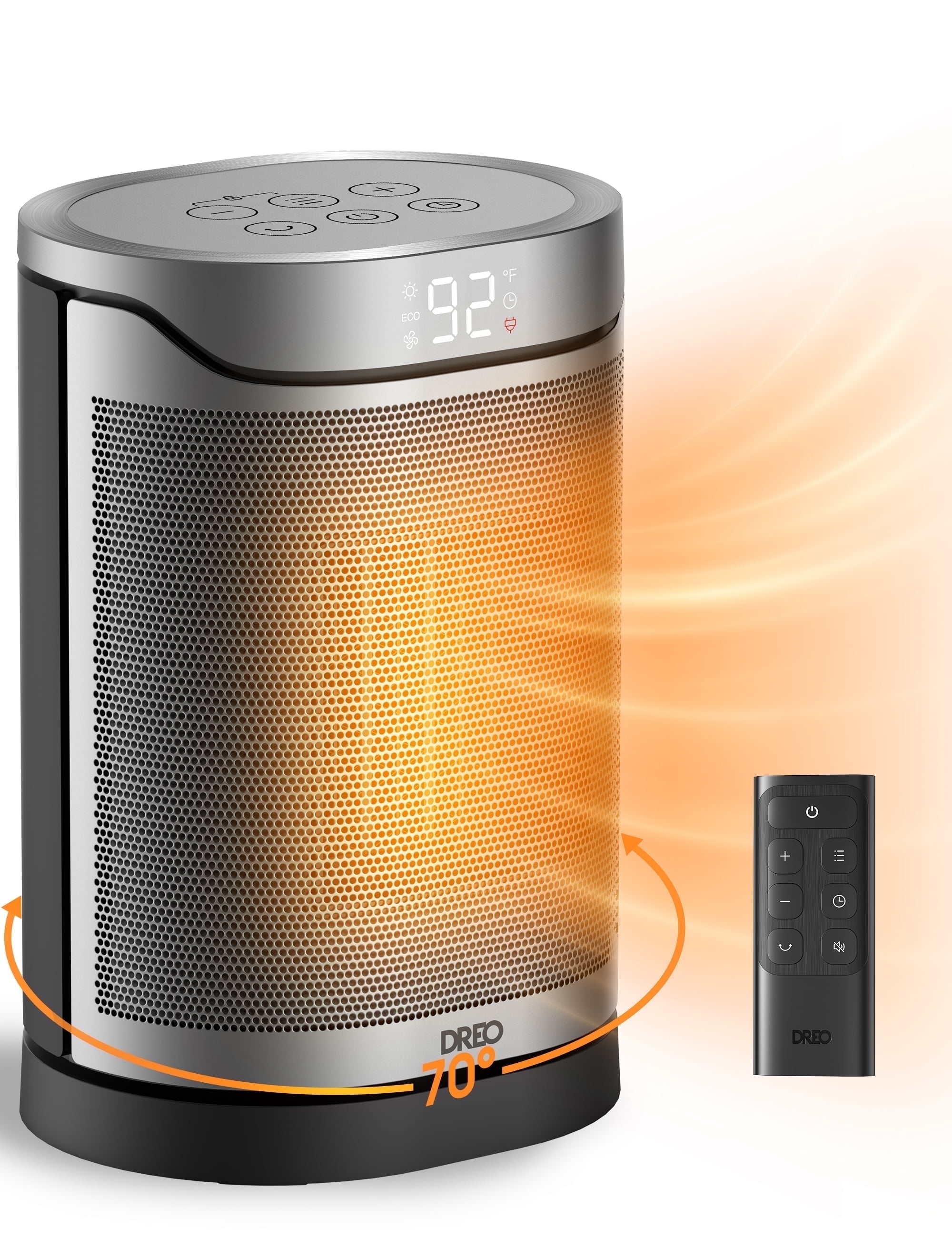 Dreo Portable Electric Space Heater with Remote Control and Thermostat (Black, 1500W) uo30v