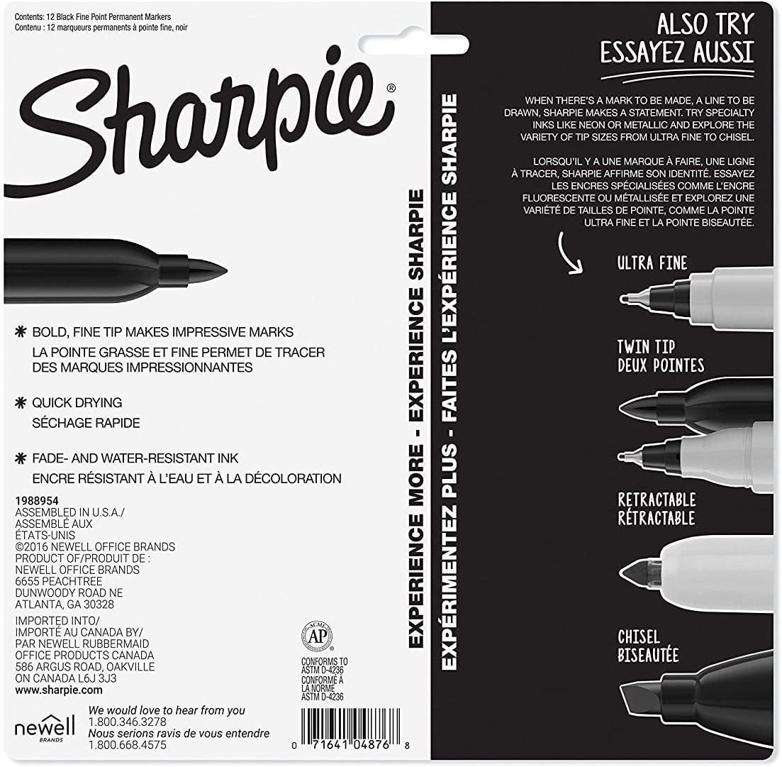 Sharpie Permanent Markers Fine Point (Black, 12 Count) ra5qt