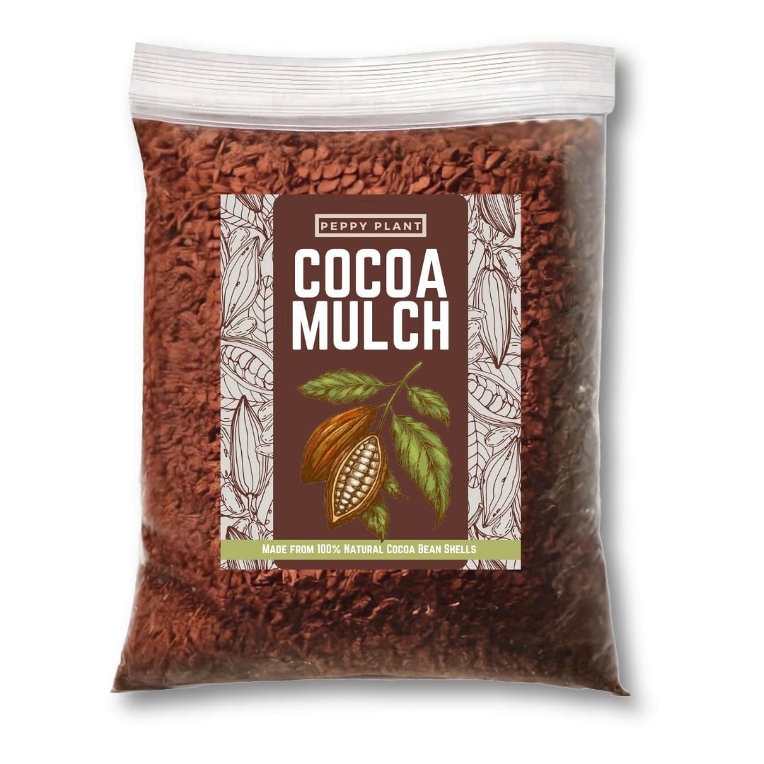 Peppy Plants Organic Cocoa Bean Shell Mulch for Gardens and Potted Plants (Brown, 4 Quarts) 32971