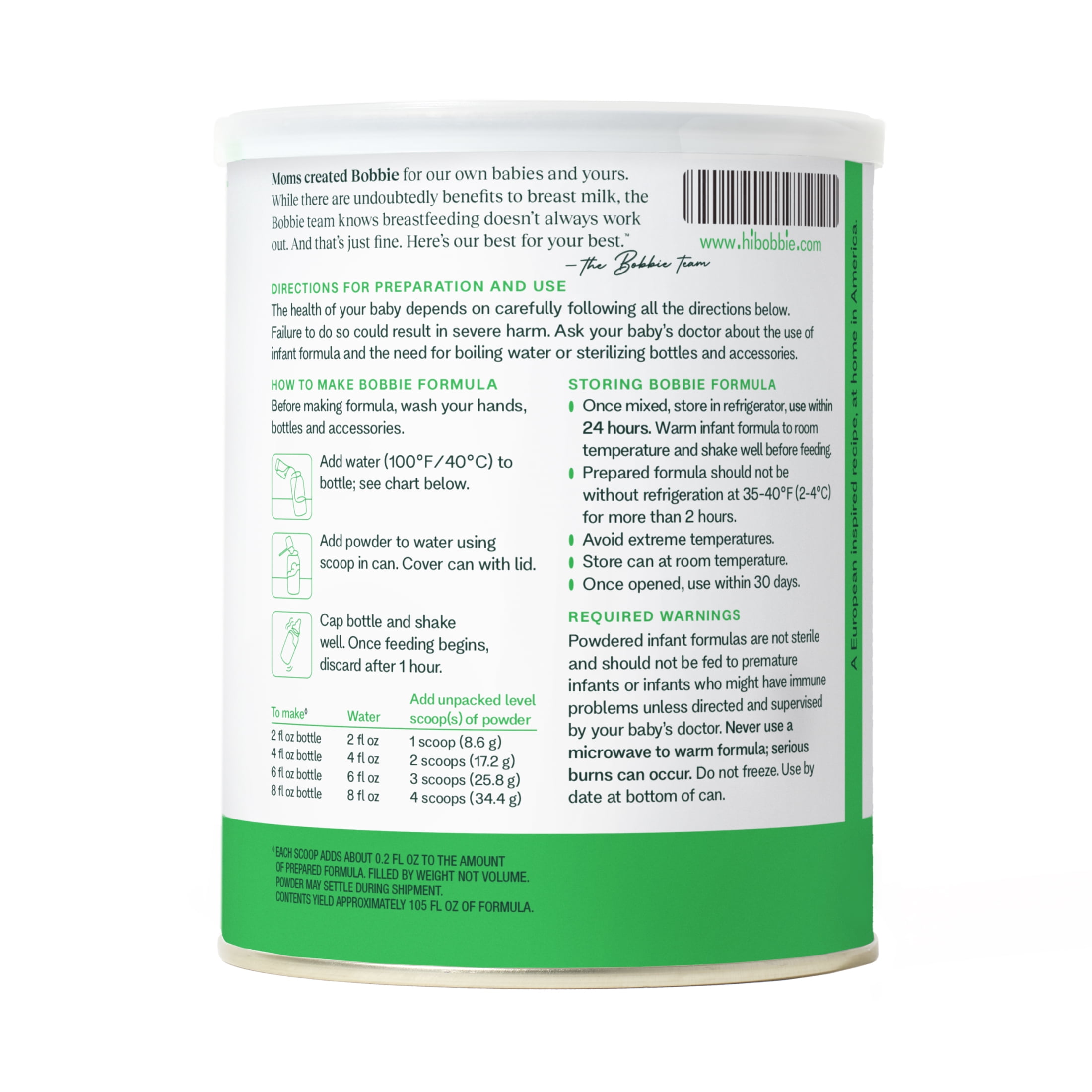 Bobbie Original Formula Organic Baby Powder with Lactose (14.1 oz) hlh4g