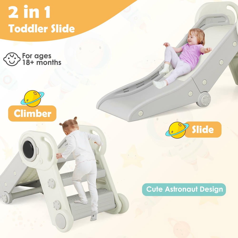 Barara King 2-in-1 Toddler Slide and Climber Playset (Gray, 48 in x 24 in x 30 in) j634i