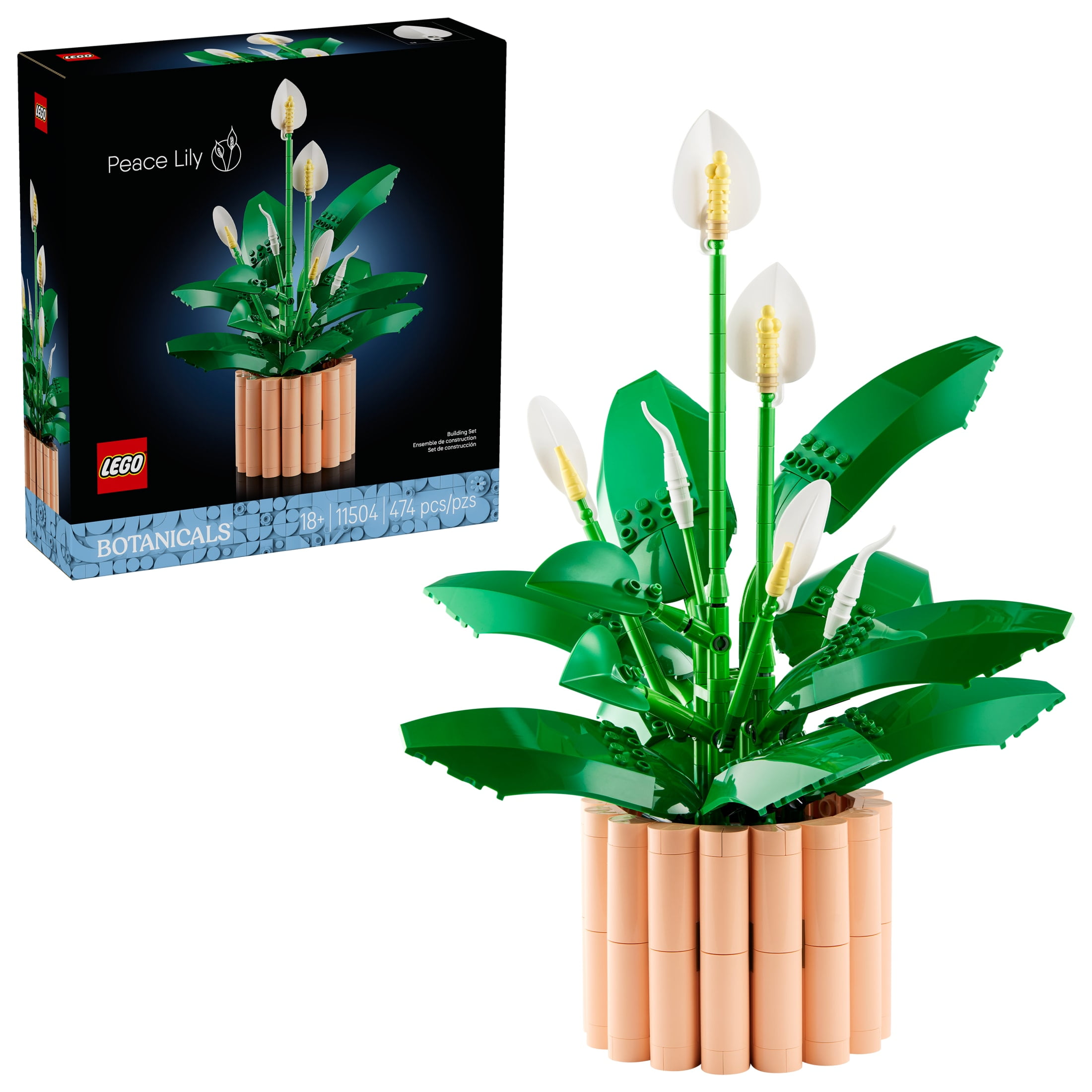 LEGO Botanicals Peace Lily Flower Building Set, Artificial Floral Decor for Home and Office (474 Pieces) 7nc4y