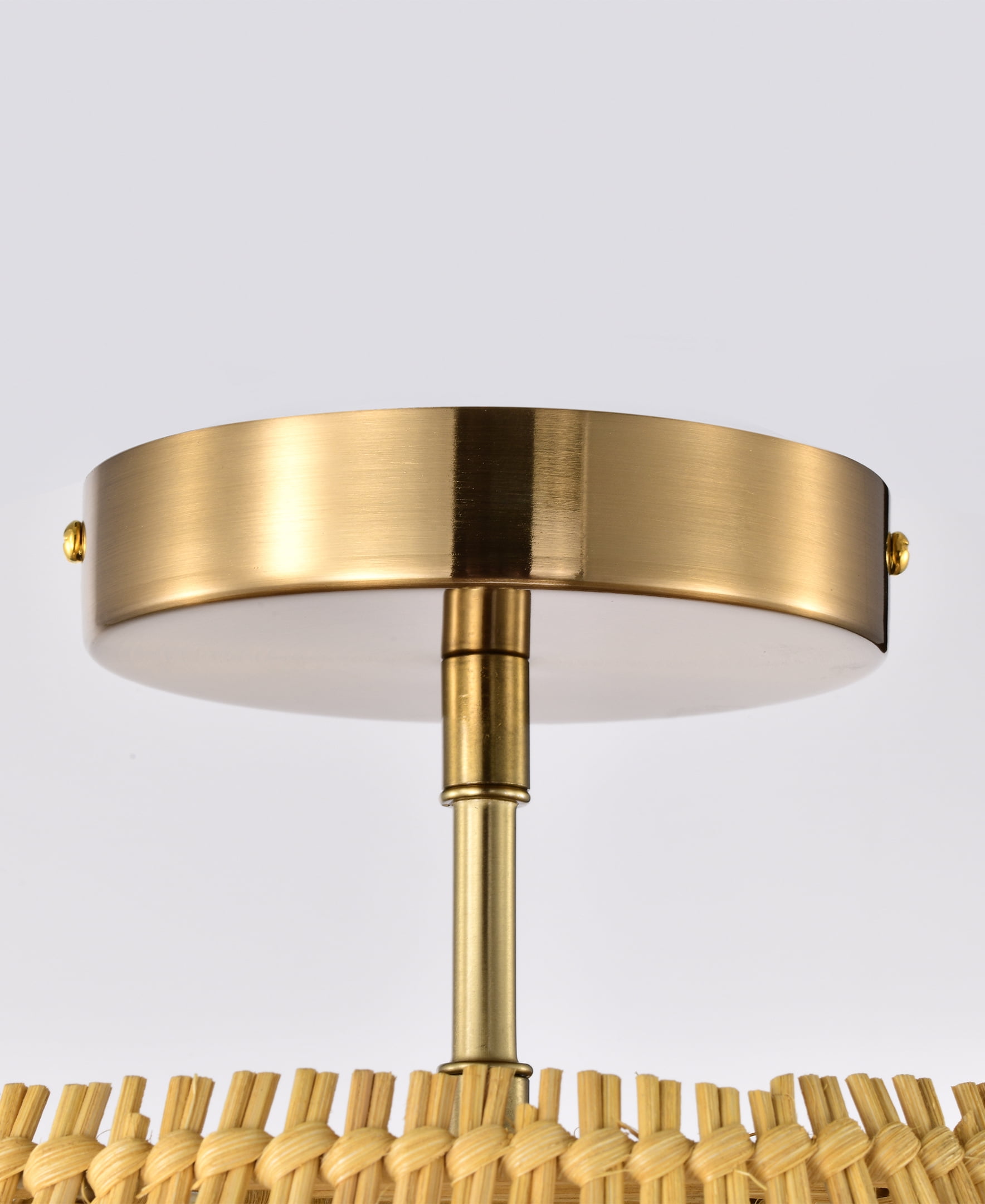 Warehouse of Tiffany Lada Semi-Flush Mount Ceiling Light, Brass and Woven Rattan Finish (13 in.) xuqp8