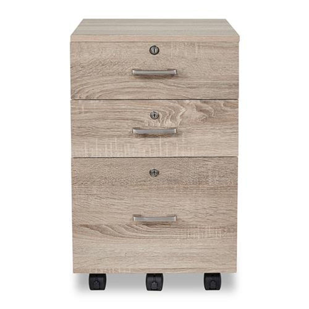 Ktaxon 3-Drawer Rolling Wood File Cabinet with Lock, Mobile Vertical Storage Organizer for Home Office (Grey, 24 in x 16 in x 26 in) gzq9z