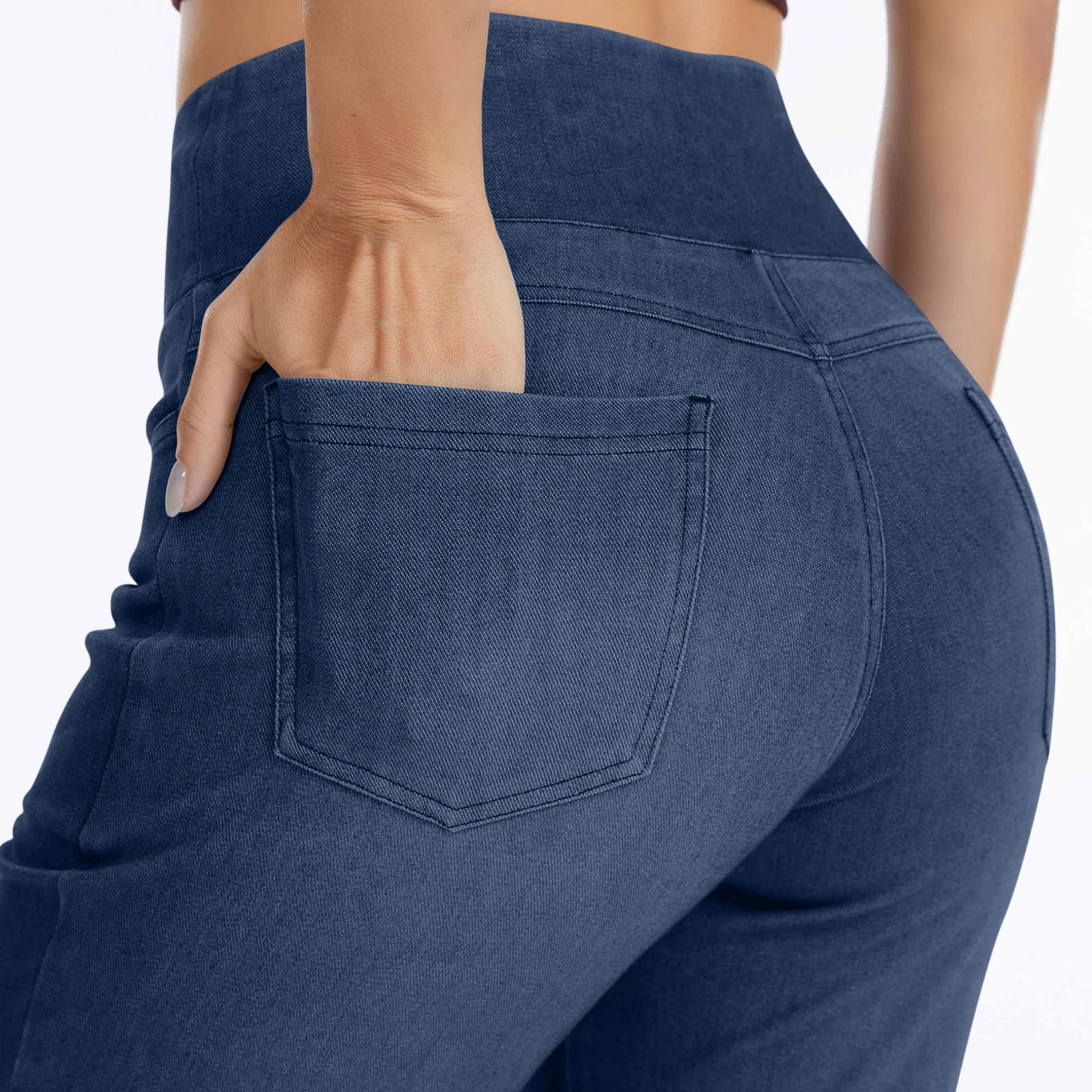 MYAOYI Women High Waist Flare Jeans Stretchy Denim Casual Pants (Blue, S) 8e8ei