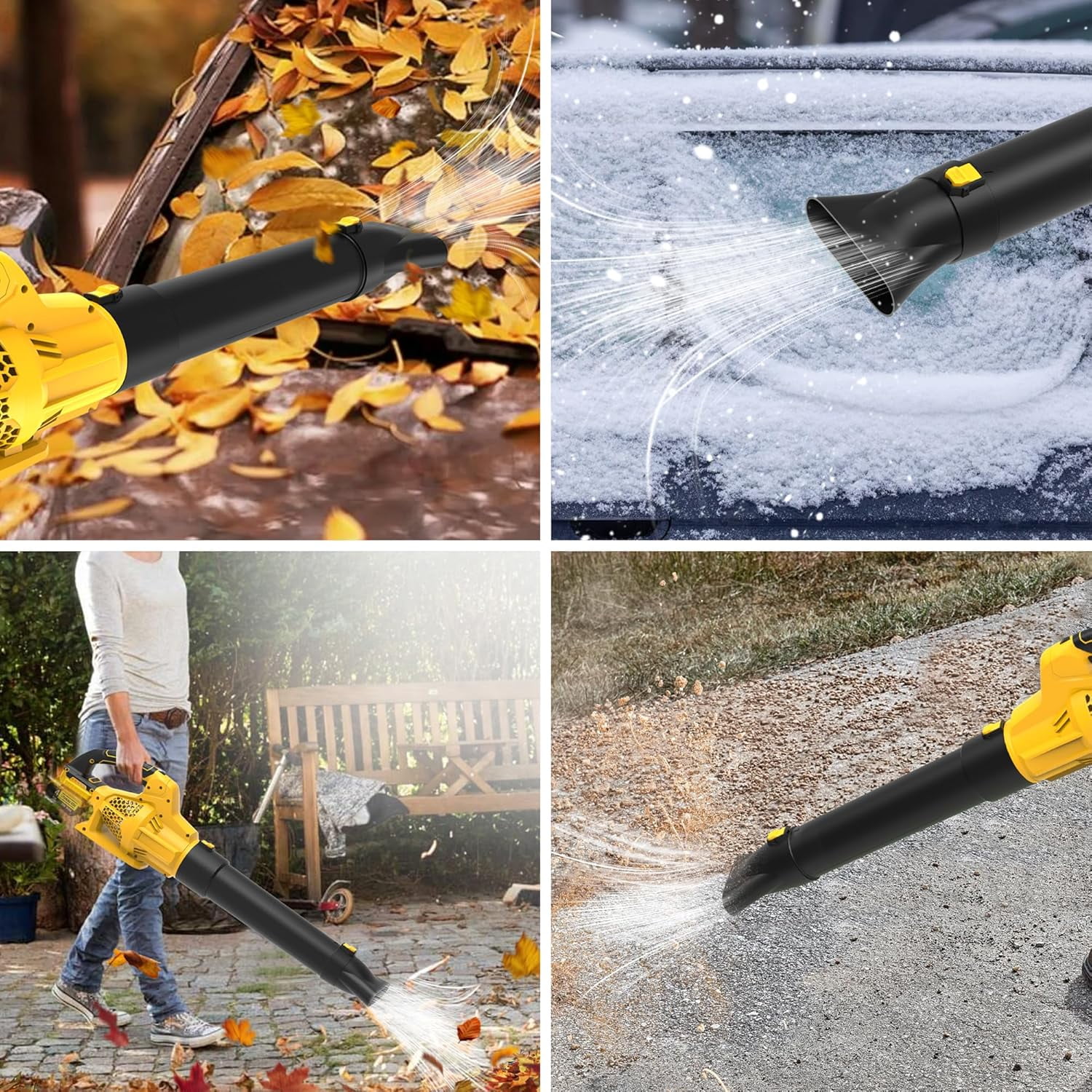 BN-LINK Cordless Leaf Blower, 20V Electric Power Sweeper with 6 Speed Settings (Yellow, 4 lb) qwo0d