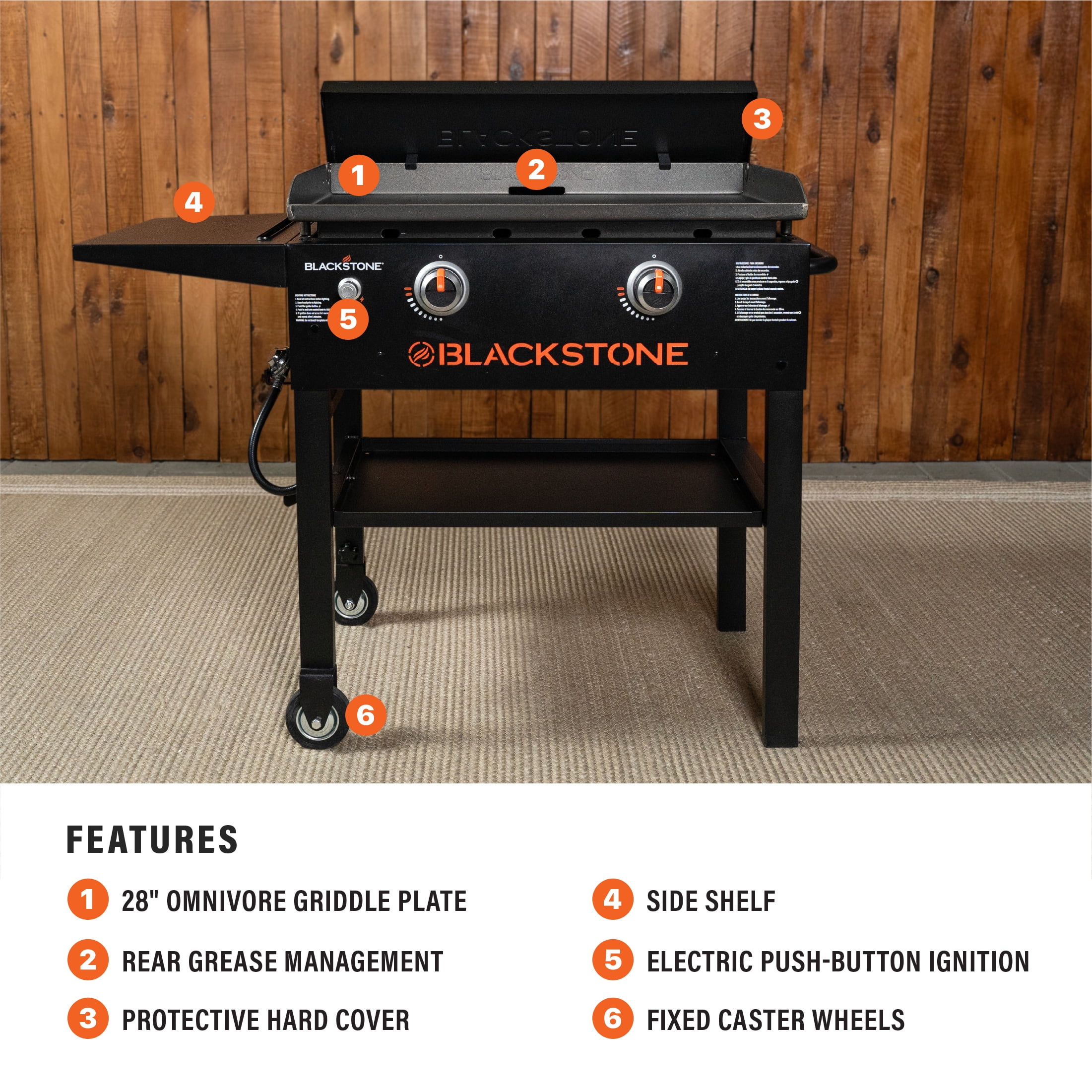 Blackstone Original 28 in. 2-Burner Outdoor Flat Top Propane Griddle with Hard Cover (Black) 9lq2e