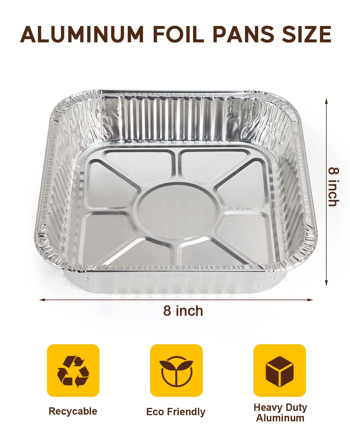 Katbite 8 x 8 Aluminum Foil Pans, Disposable Square Baking Trays for Cooking and Storage (Silver, 25 Count) r8qry
