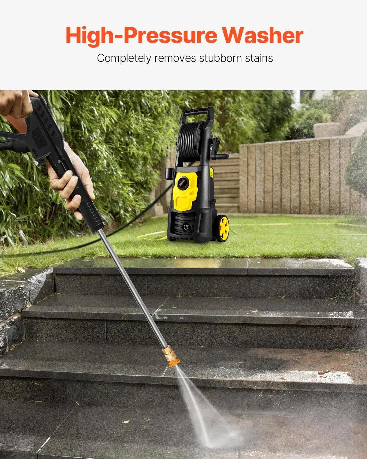 Generic Electric Pressure Washer, 2000 PSI Power Washer with 30 ft Hose and 5 Quick Connect Nozzles (Black, 2000 PSI) mhd2p