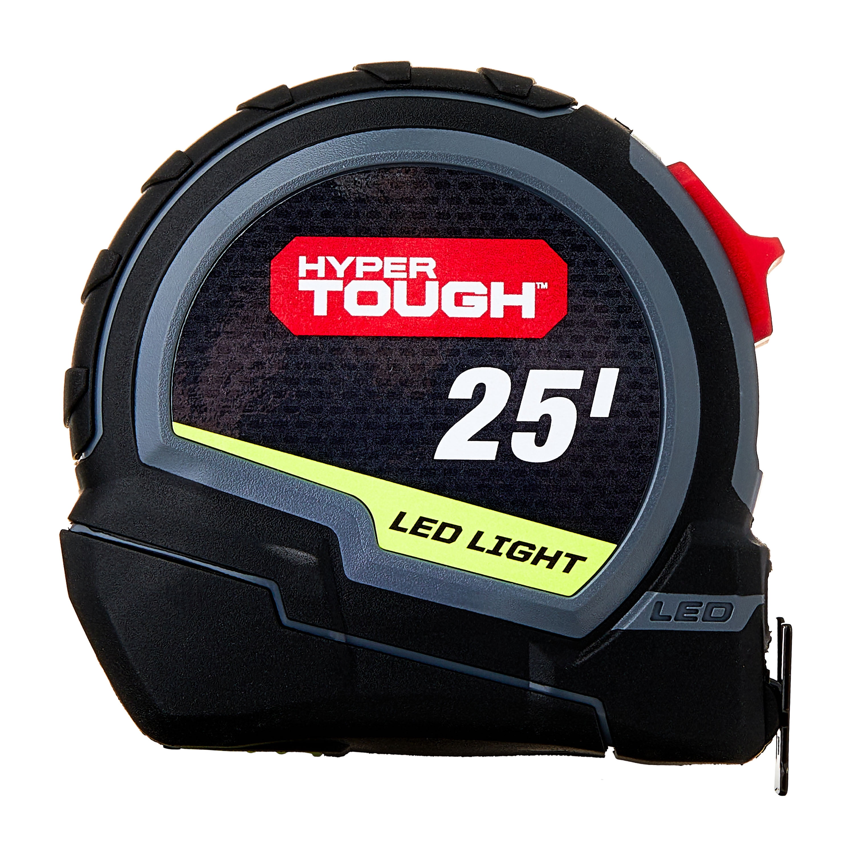 Hyper Tough LED Tape Measure with High-Visibility Blade (Grey, 25 ft) 2t2lw