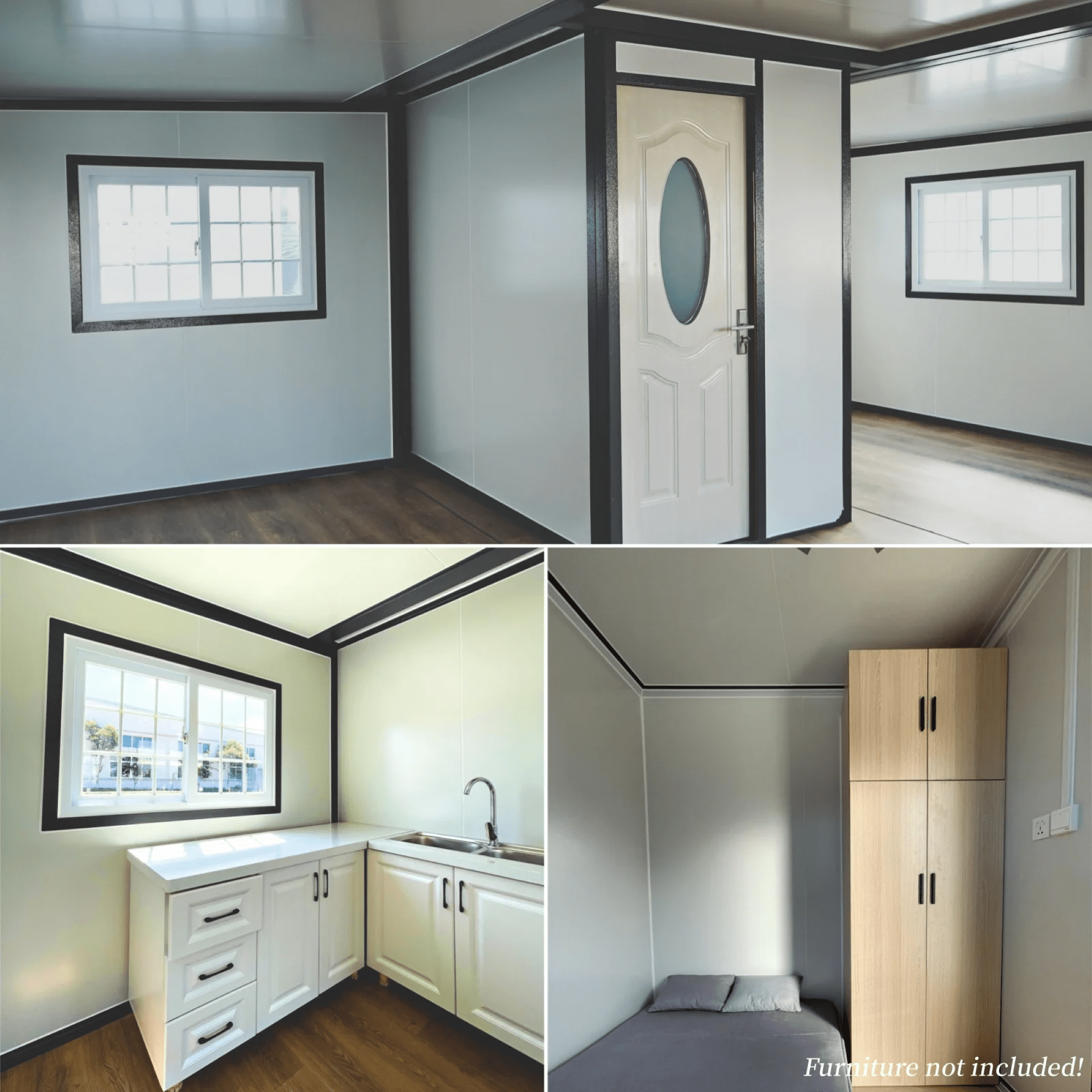 DuraYu Expandable Prefab Tiny House, Portable Modular Home Kit with Bedroom and Bathroom (White, 13x20 ft) xd90j