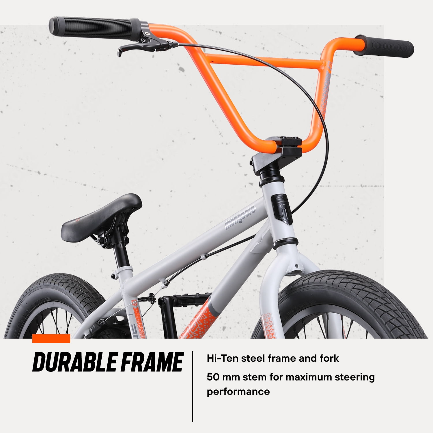 Mongoose Legion L20 Freestyle BMX Bike, Durable Steel Frame, Beginner-Friendly Design (Grey, 20 in) yk1ic