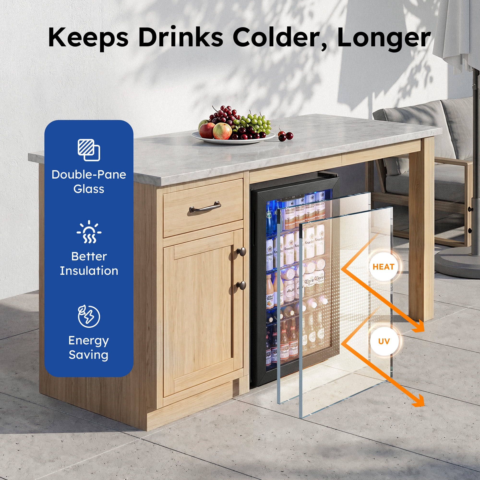 SIMZLIFE Beverage Refrigerator with Glass Door, Compact Cooler for Home and Office (Black, 17.3 in D x 31.3 in H) n0zrl